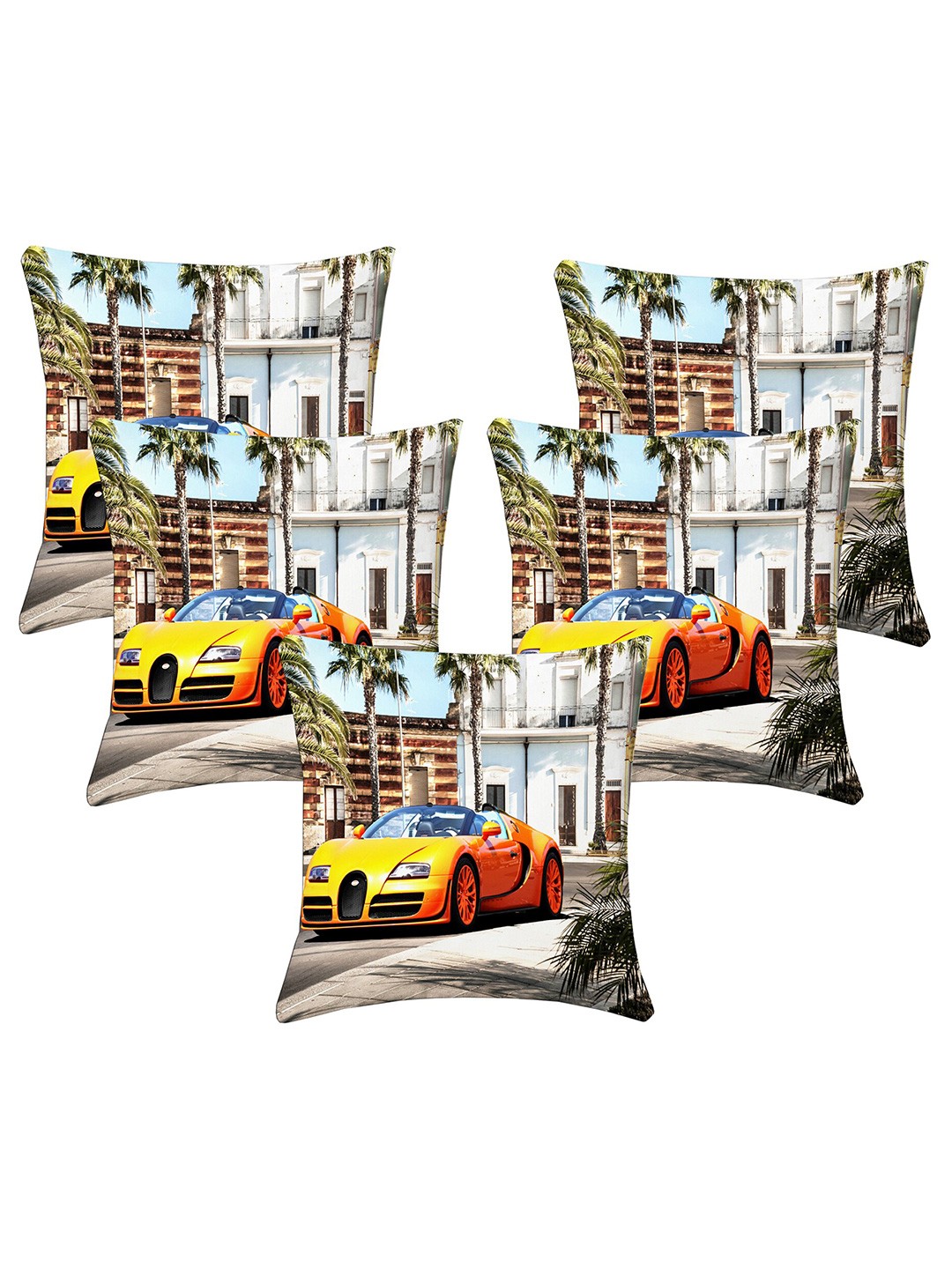 

Lushomes Multicoloured Set of 5 Quirky Square Cushion Covers, Multi