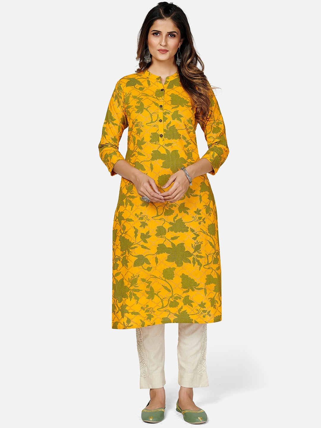 

Vbuyz Women Yellow Printed Kurta