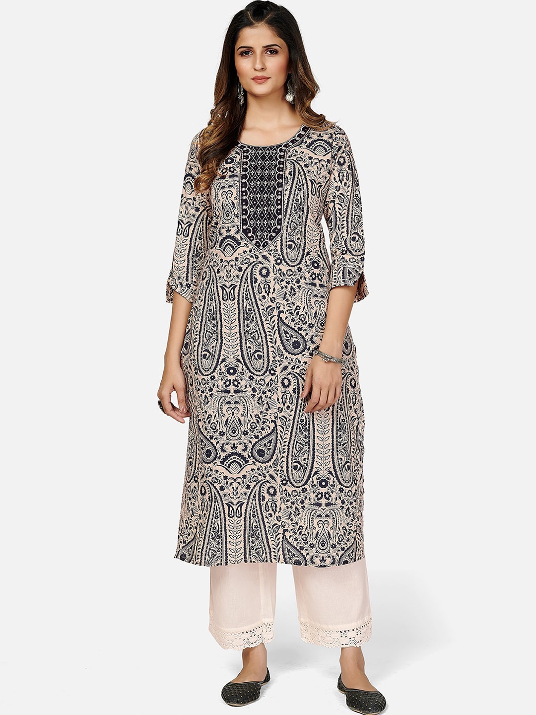 

Vbuyz Women Blue Printed Anarkali Kurta