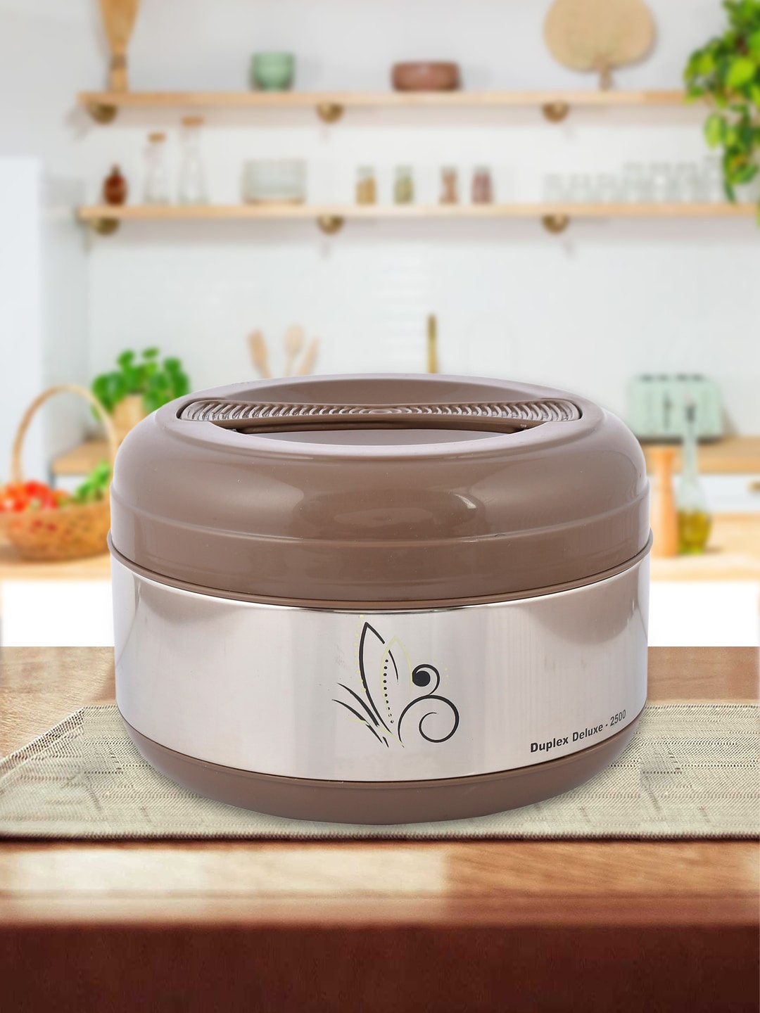 

Kuber Industries Brown Stainless Steel Tiffin Box With 1 Inner Container