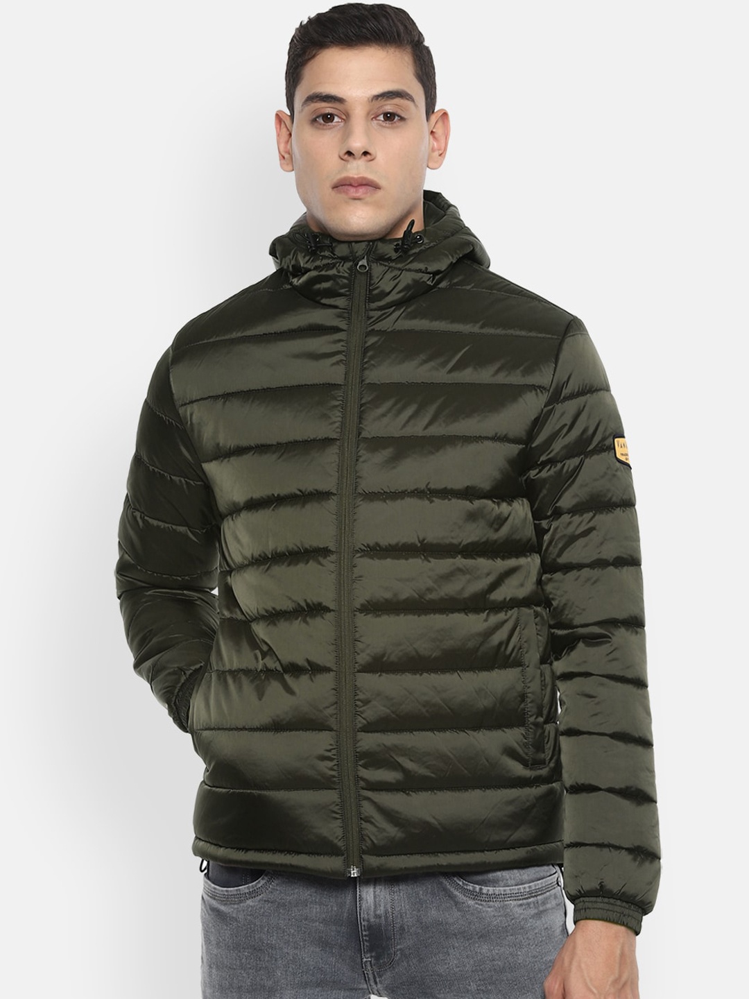 

Van Heusen Sport Men Olive Green Camouflage Puffer Jacket
