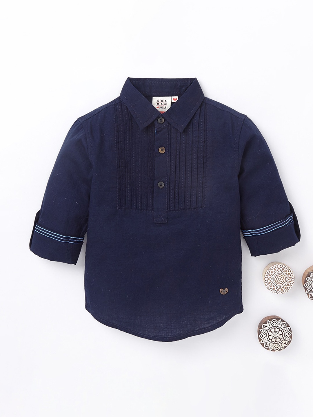 

Ed-a-Mamma Boys Navy Blue Premium Opaque Casual Shirt