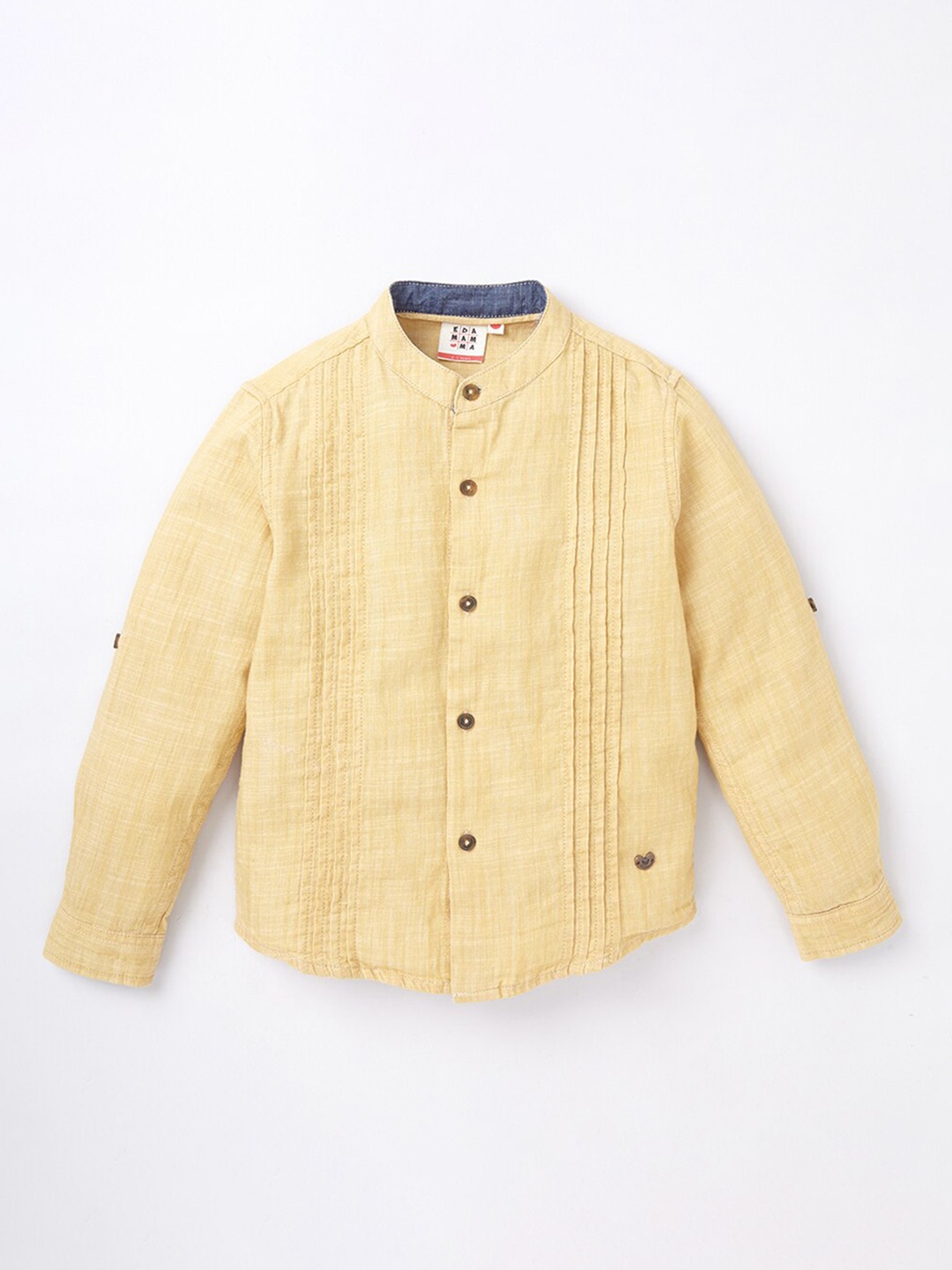 

Ed-a-Mamma Boys Mustard Yellow Premium Opaque Pure Cotton Casual Shirt