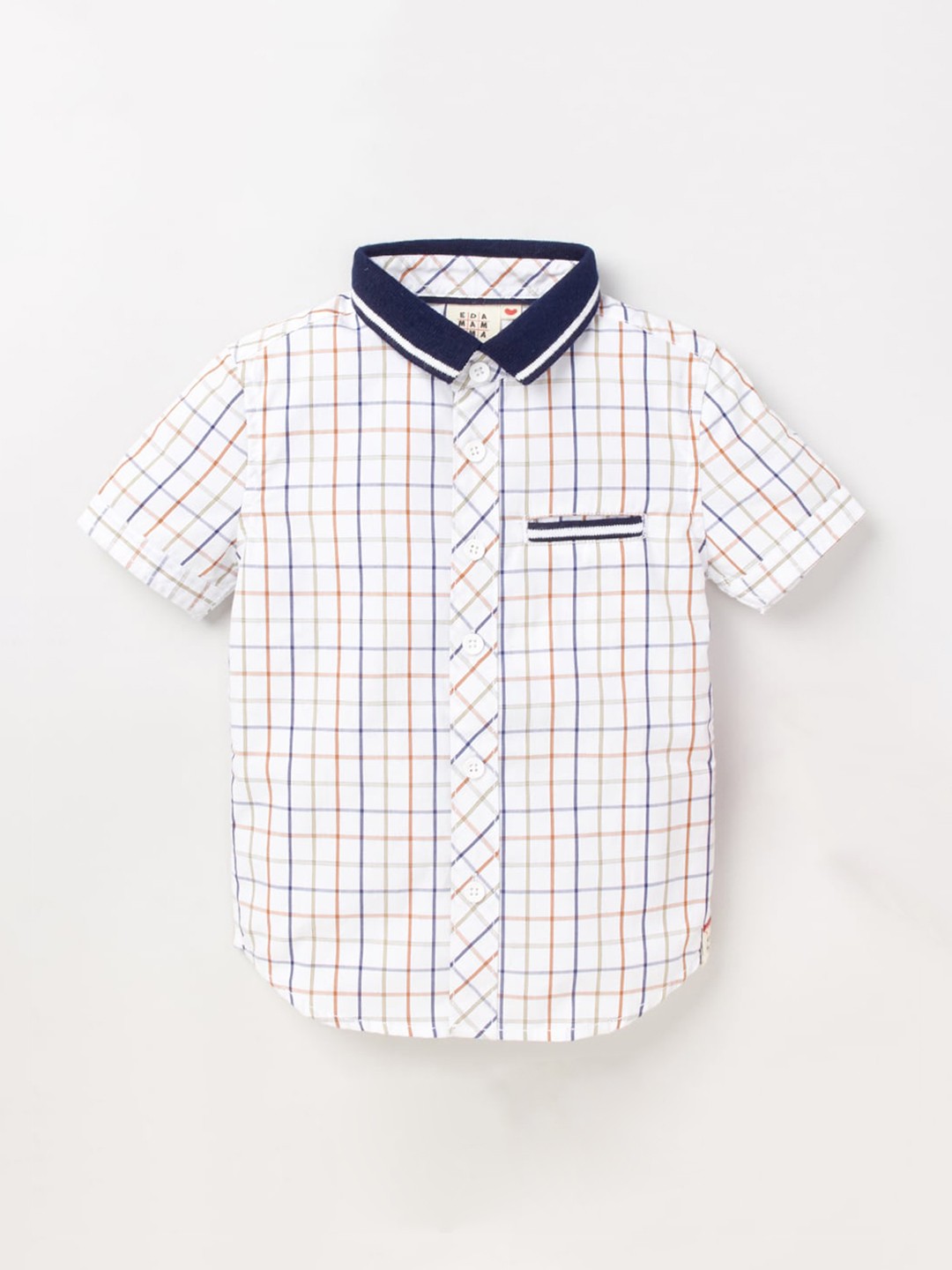 

Ed-a-Mamma Boys White Premium Opaque Checked Casual Shirt