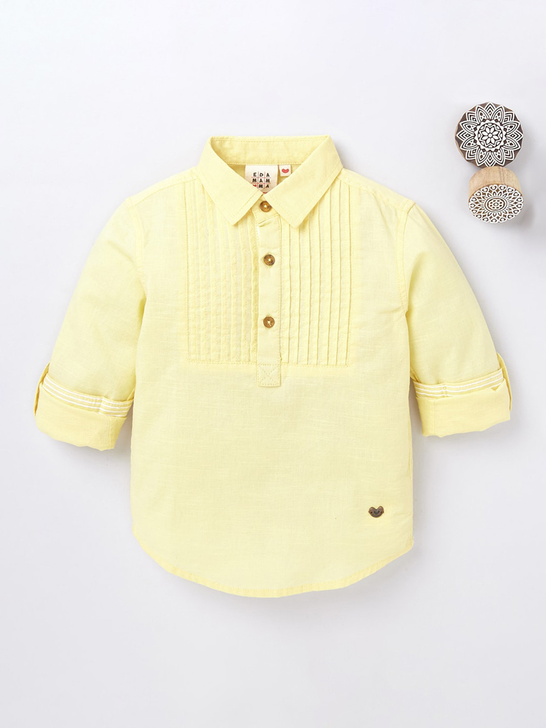 

Ed-a-Mamma Boys Yellow Premium Pintuck Casual Shirt