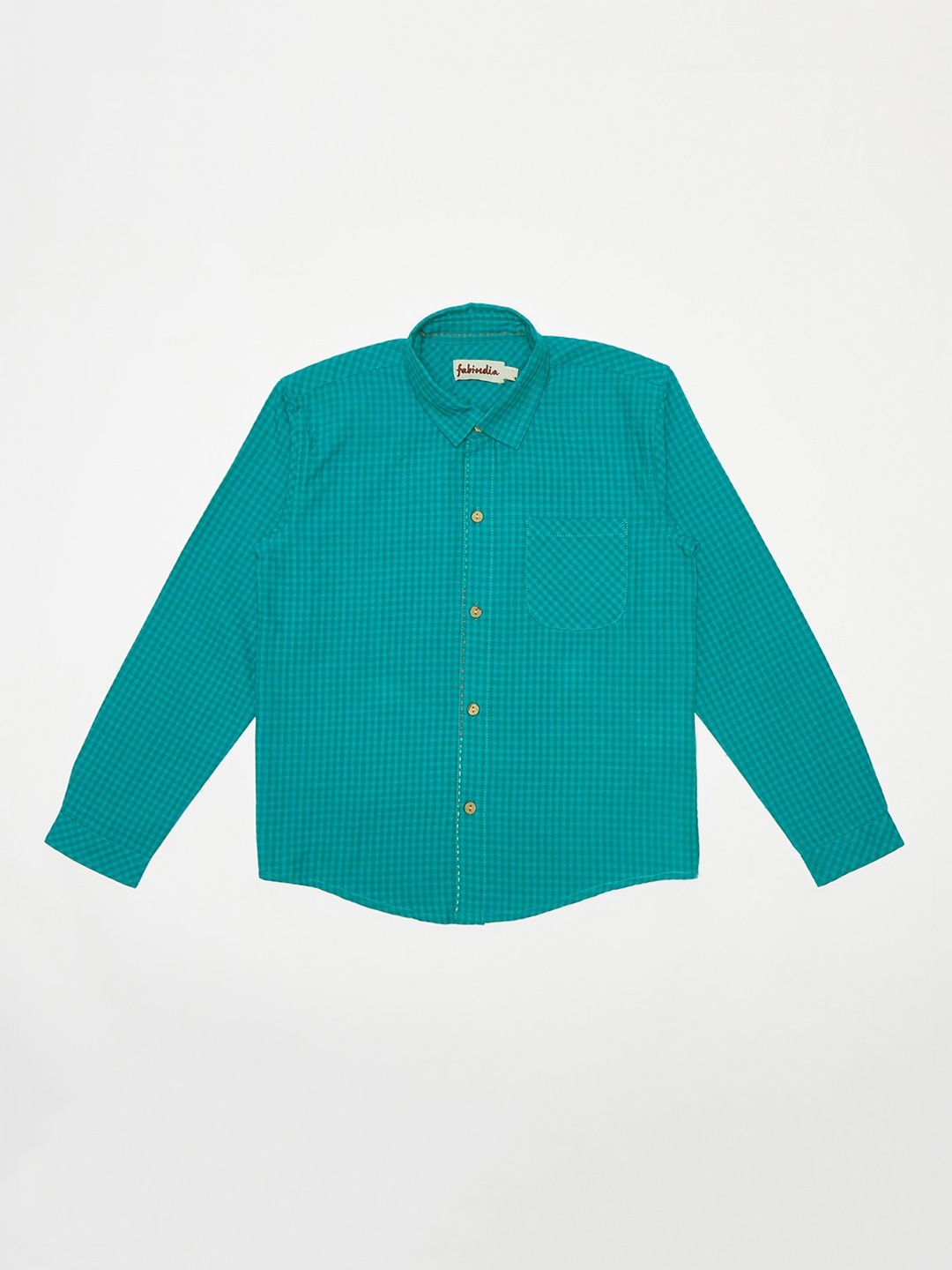 

Fabindia Boys Teal Checked Opaque Casual Shirt