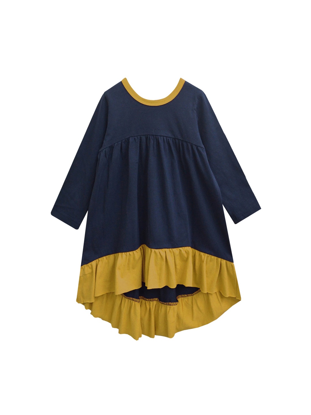 

A T U N Navy Blue Colourblocked Empire Dress