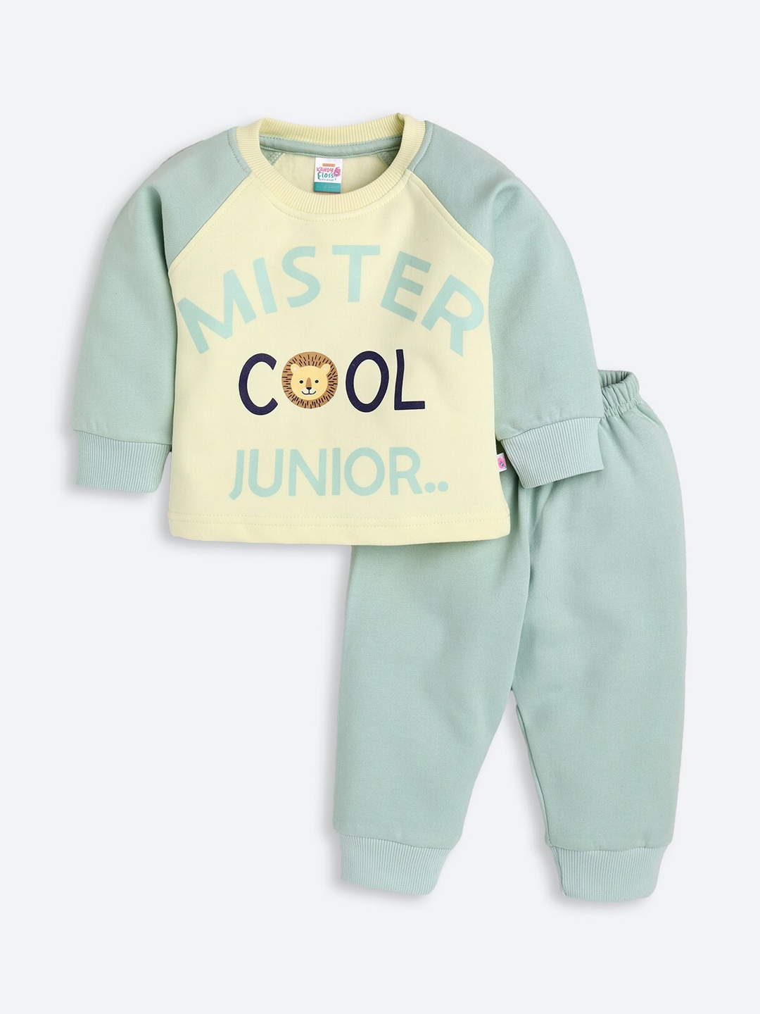 

AMUL Kandyfloss Unisex Kids Green & Cream-Coloured Printed Pure Cotton Night suit