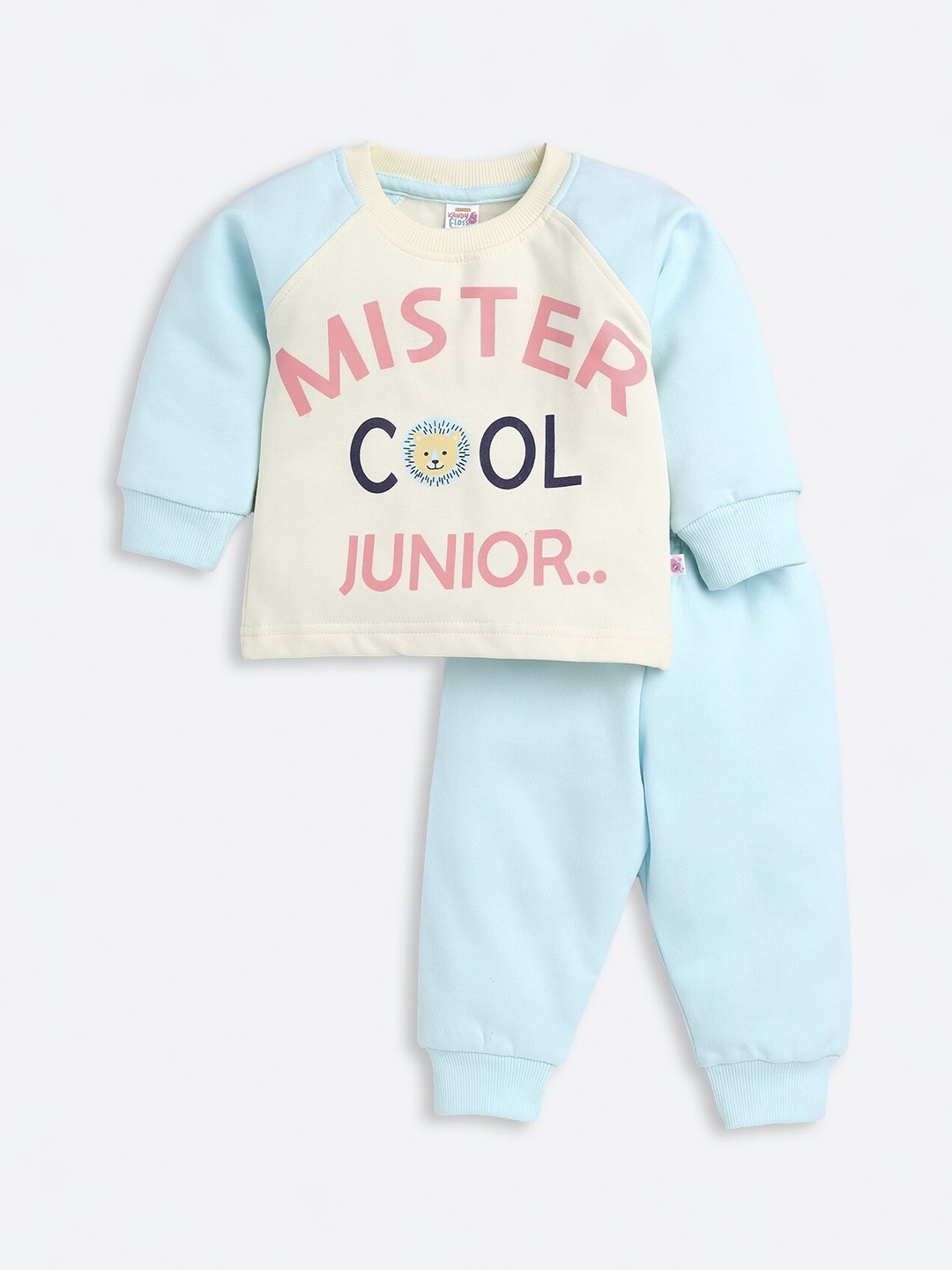 

AMUL Kandyfloss Unisex Kids Blue & Pink Printed Pure Cotton Night suit