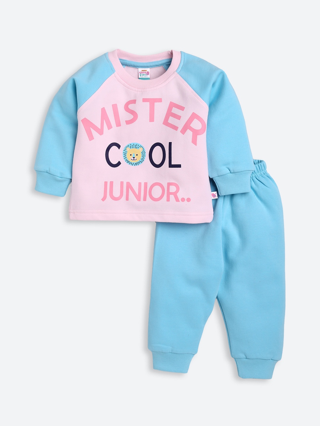 

AMUL Kandyfloss Unisex Kids Blue & Pink Printed Night suit