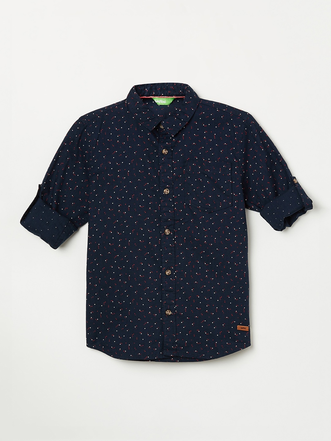 

Bossini Boys Navy Blue Opaque Printed Casual Shirt