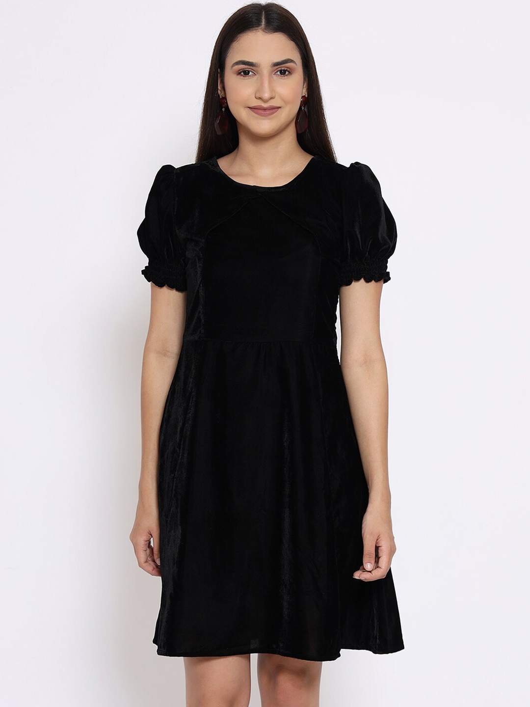 

MARC LOUIS Black Velvet A-Line Dress