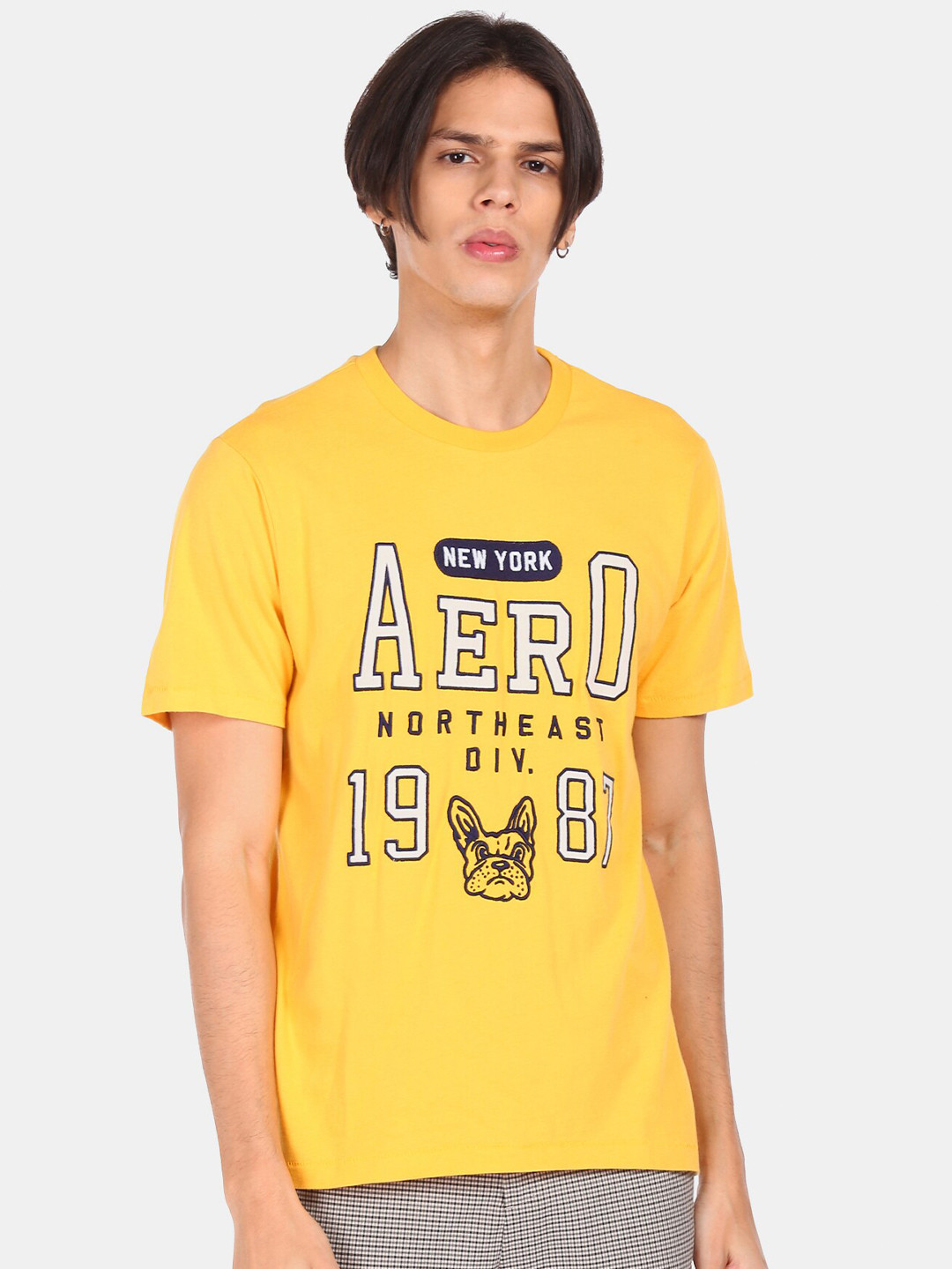 

Aeropostale Men Yellow Typography Printed T-shirt