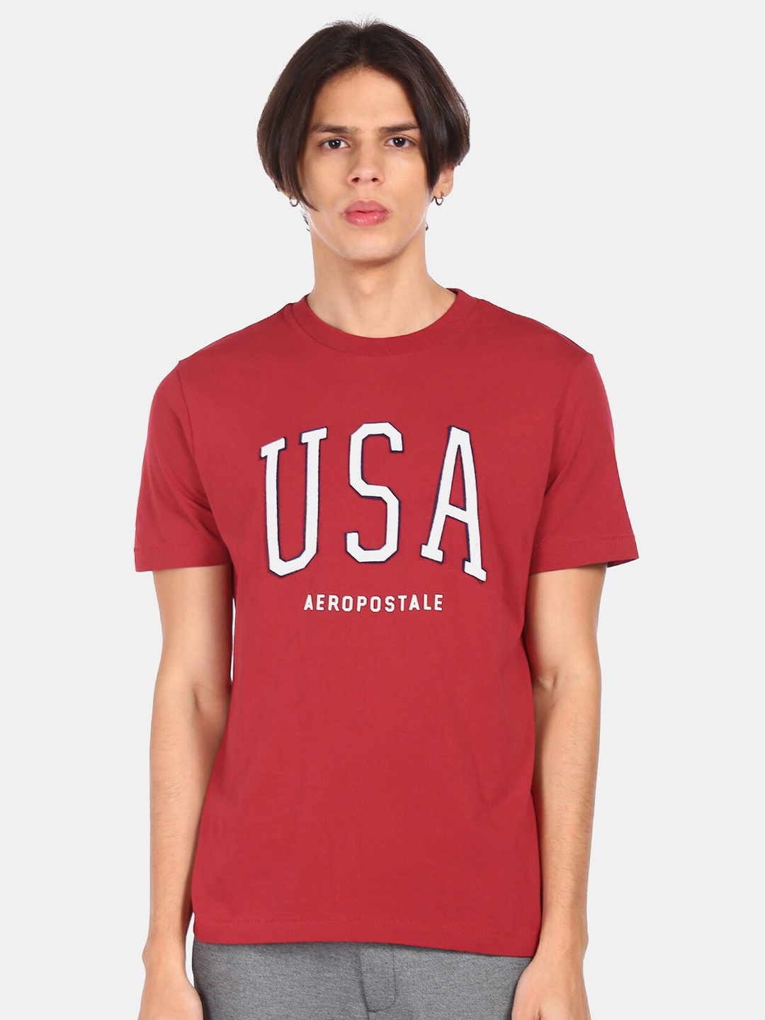 

Aeropostale Men Red Typography Printed Applique T-shirt