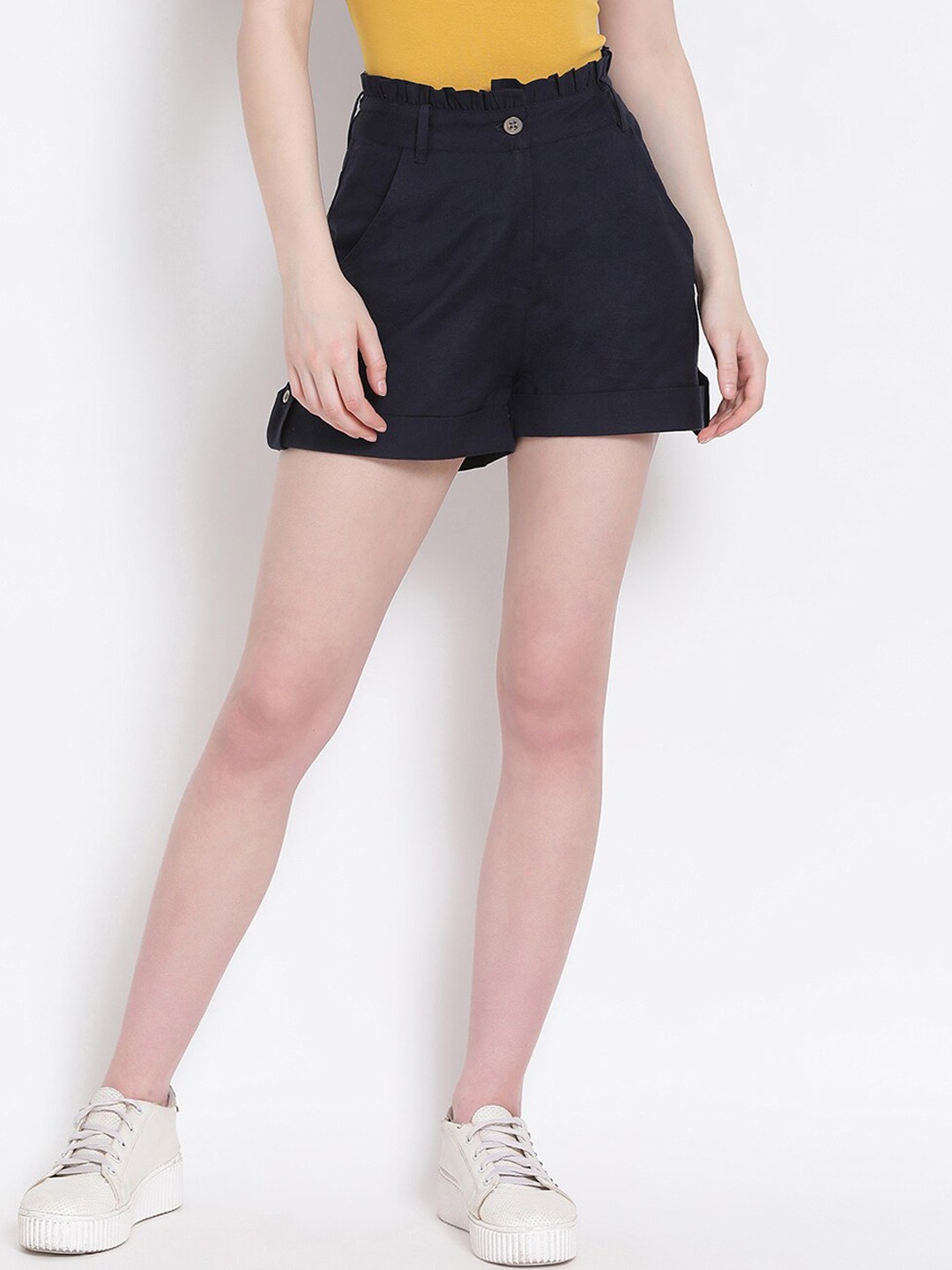 

DRAAX Fashions Women Navy Blue High-Rise Modal Hot Pant Shorts