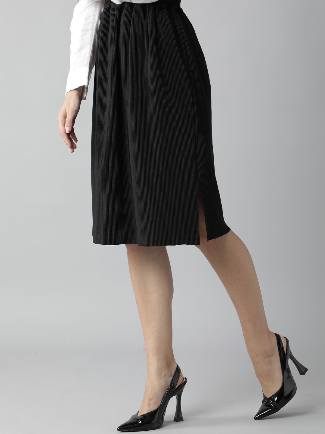 

RAREISM Women Black Solid A-Line Skirt