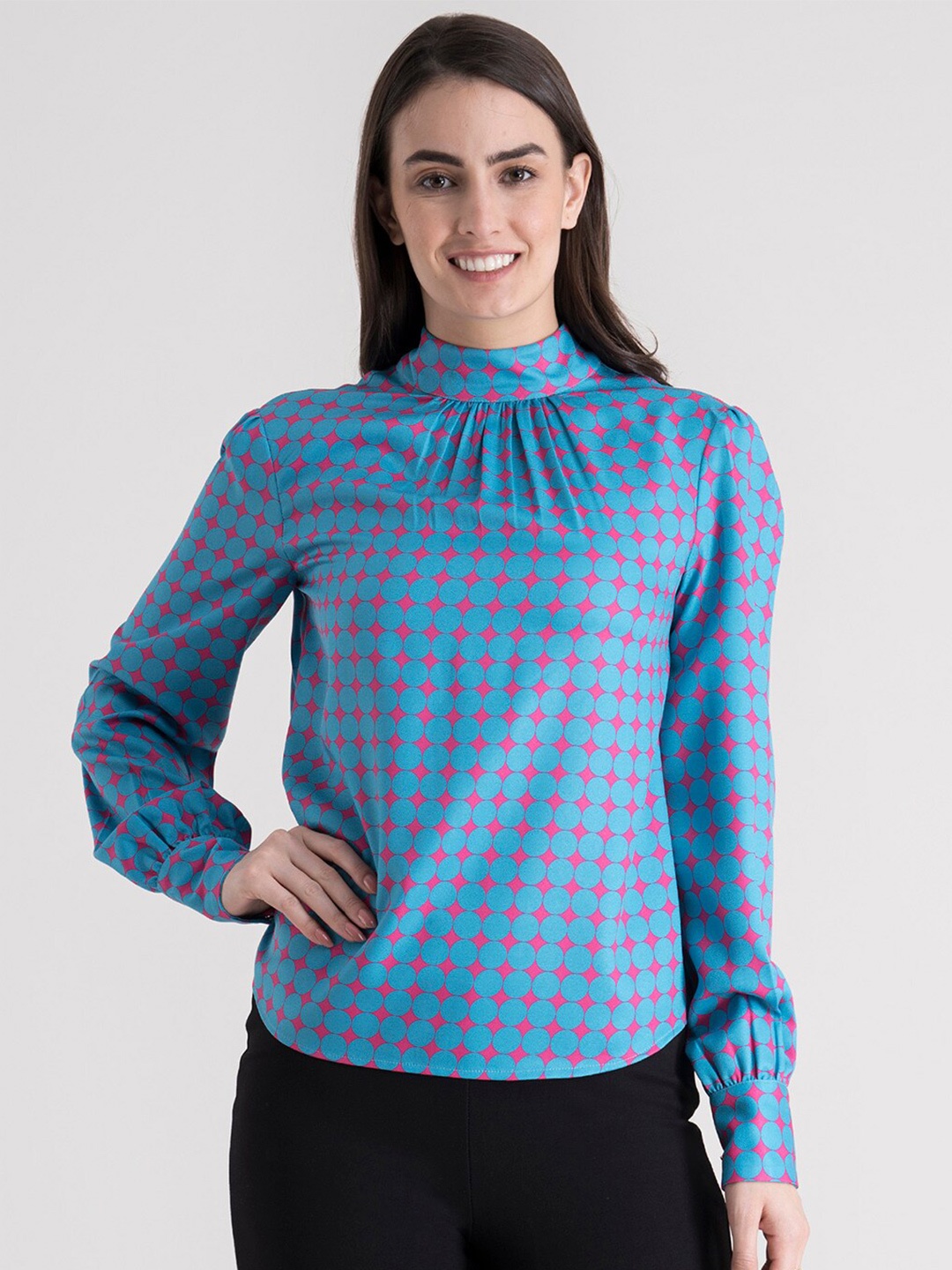 

FableStreet Blue Checked Regular Top