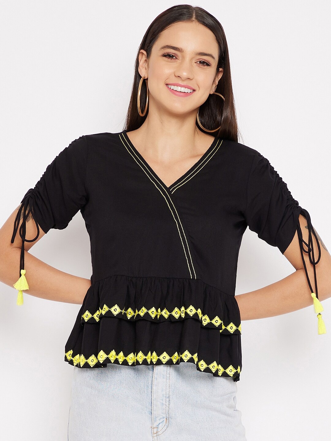 

WineRed Black Peplum Top