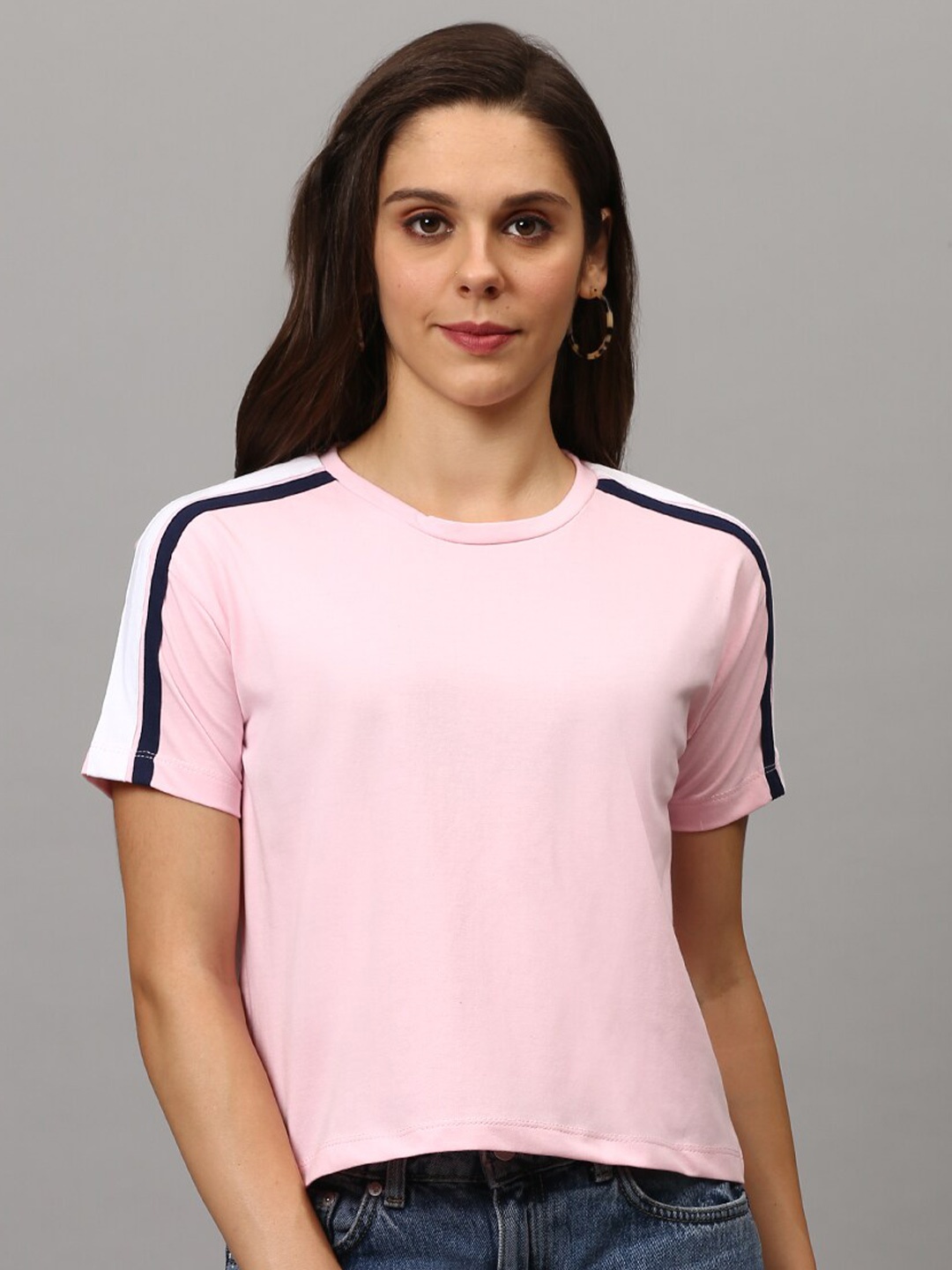 

Campus Sutra Pink Pure Cotton Solid Regular Crop Top