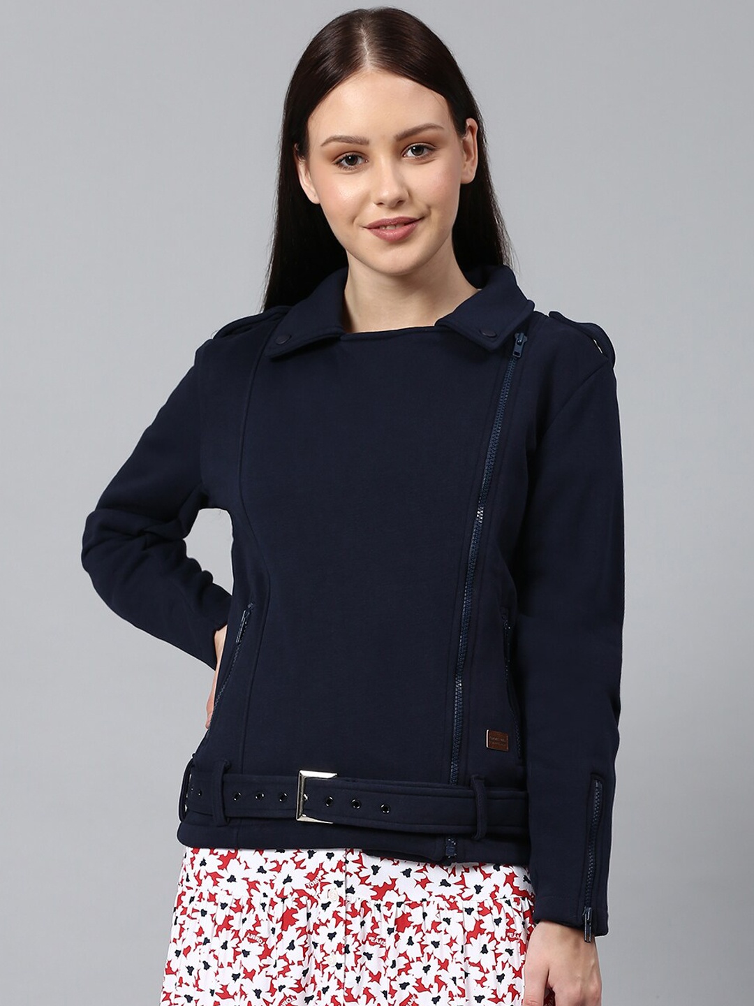 

Campus Sutra Women Navy Blue Windcheater Outdoor Tailored Jacket