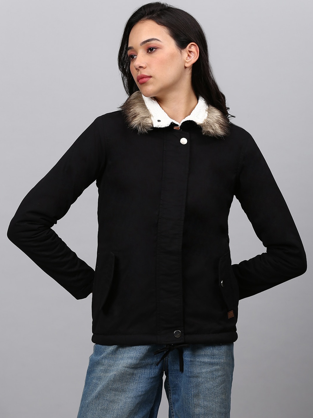 

Campus Sutra Women Black Windcheater Tailored Jacket