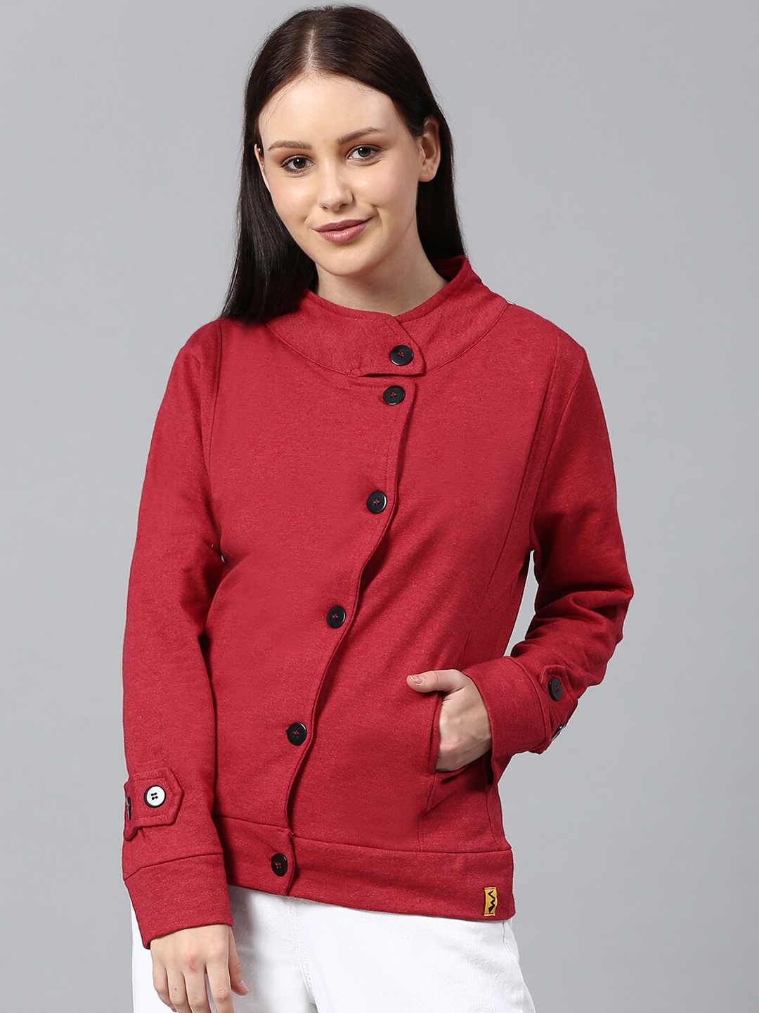 

Campus Sutra Women Maroon Floral Windcheater Outdoor Tailored Jacket