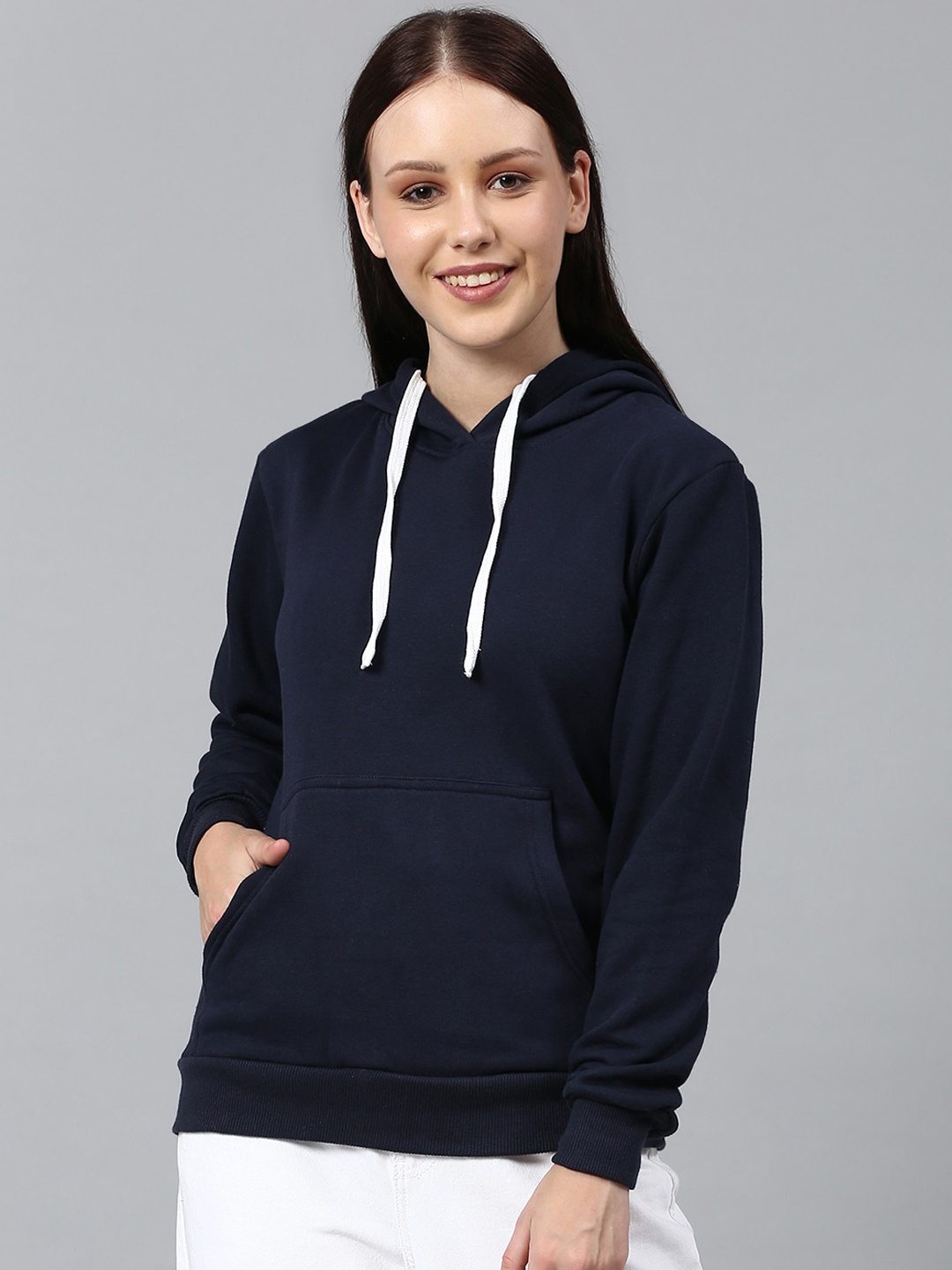 

Campus Sutra Women Navy Blue Hooded Sweatshirt