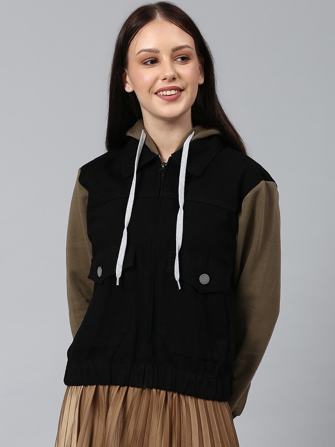 

Campus Sutra Women Black Windcheater Tailored Jacket