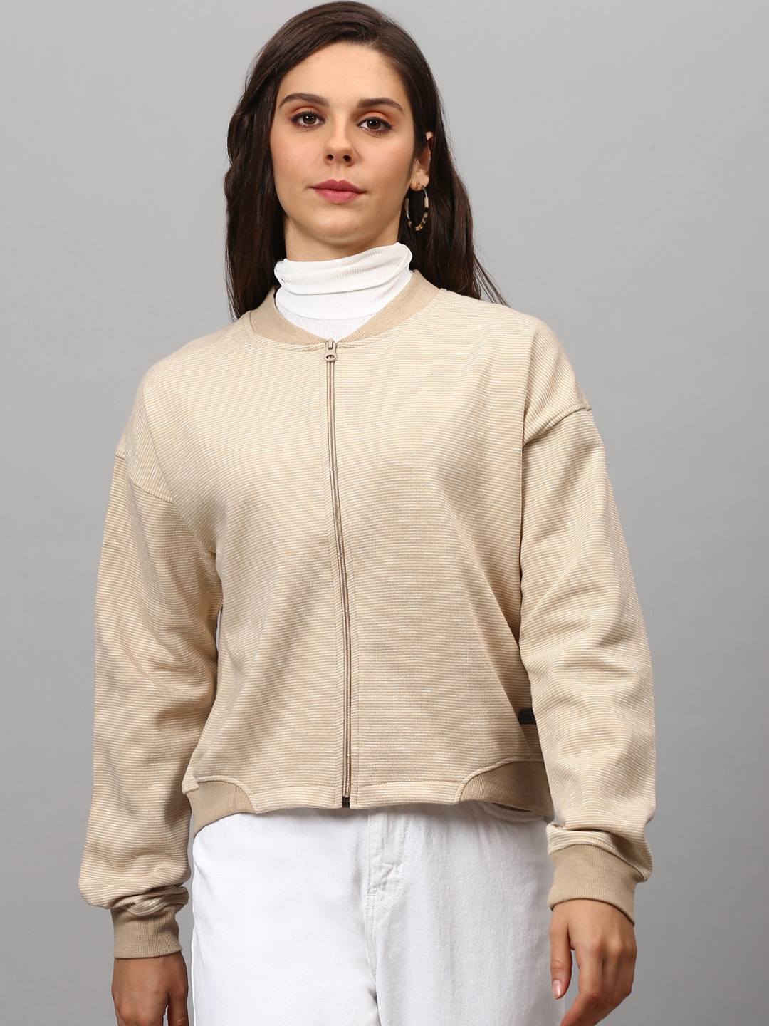 

Campus Sutra Women Beige Sweatshirt