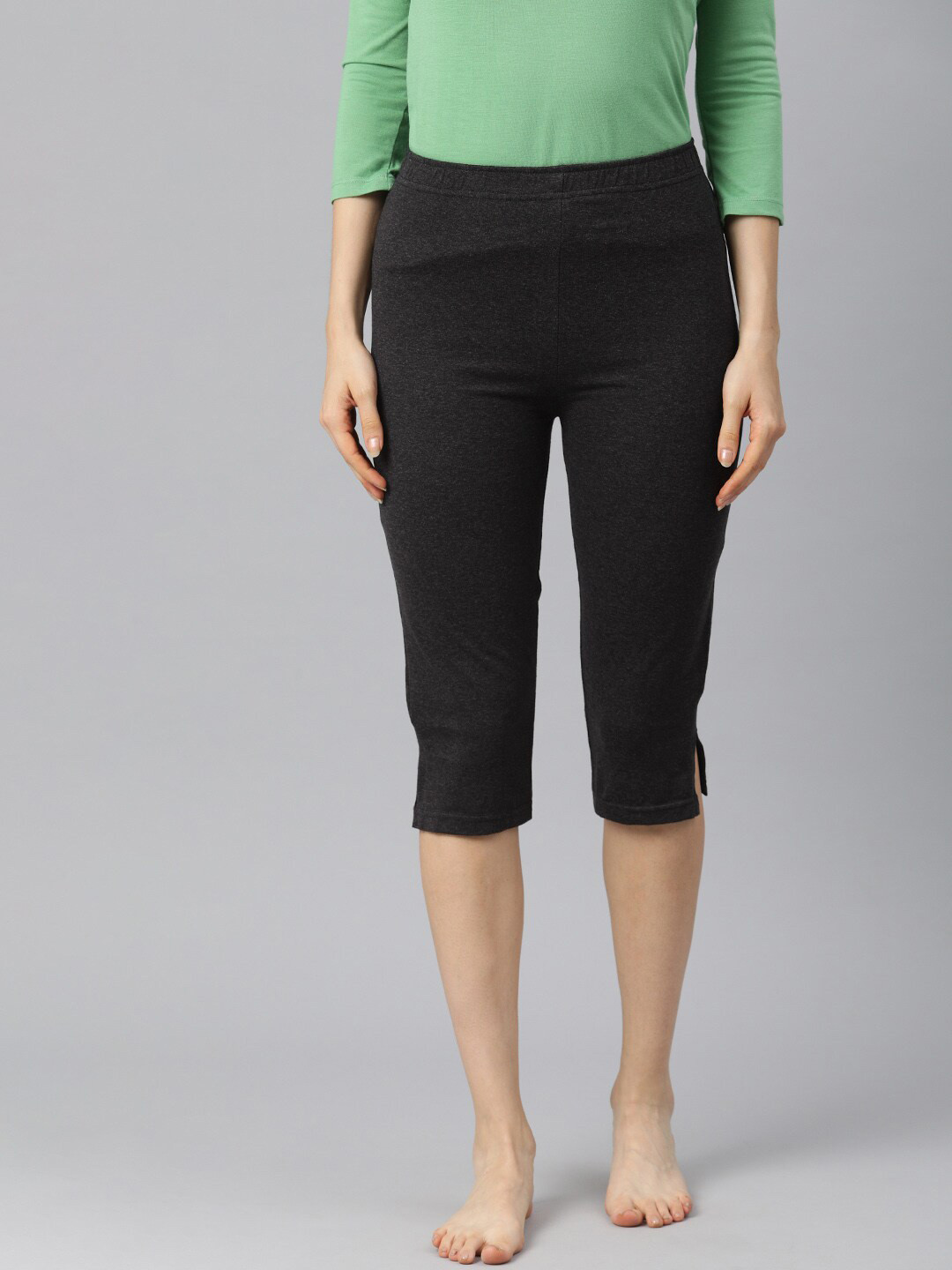 

NOT YET by us Women Charcoal Grey Capris