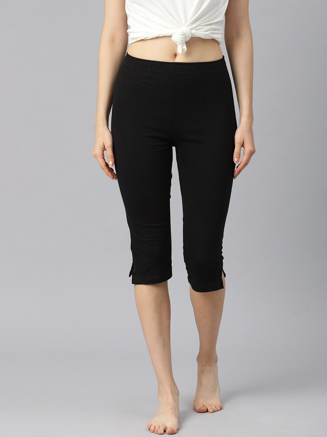 

NOT YET by us Women Black Pure Cotton Capris