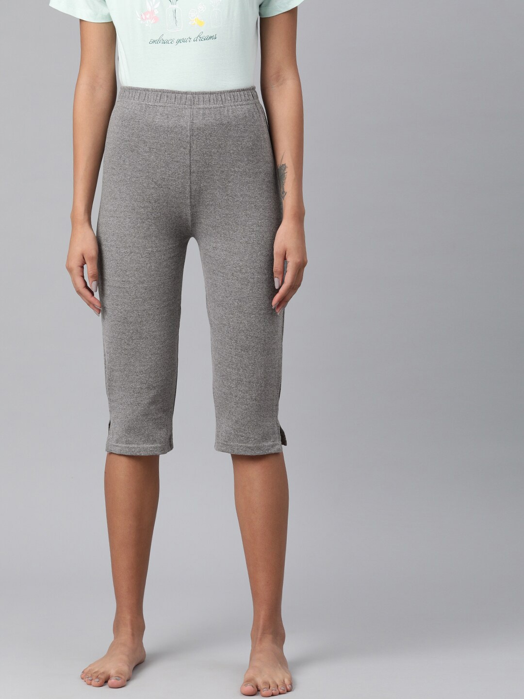 

NOT YET by us Women Grey Pure Cotton Capris