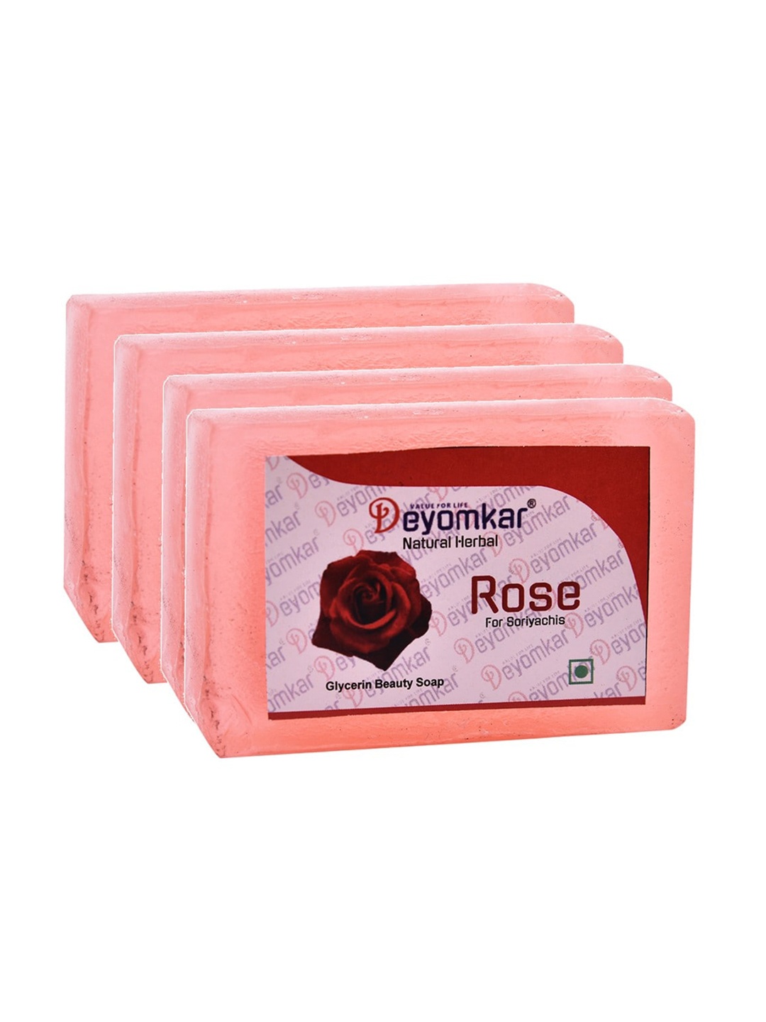 

Deyomkar Set of 4 Natural Herbal Glycerin Soap Rose, Pink