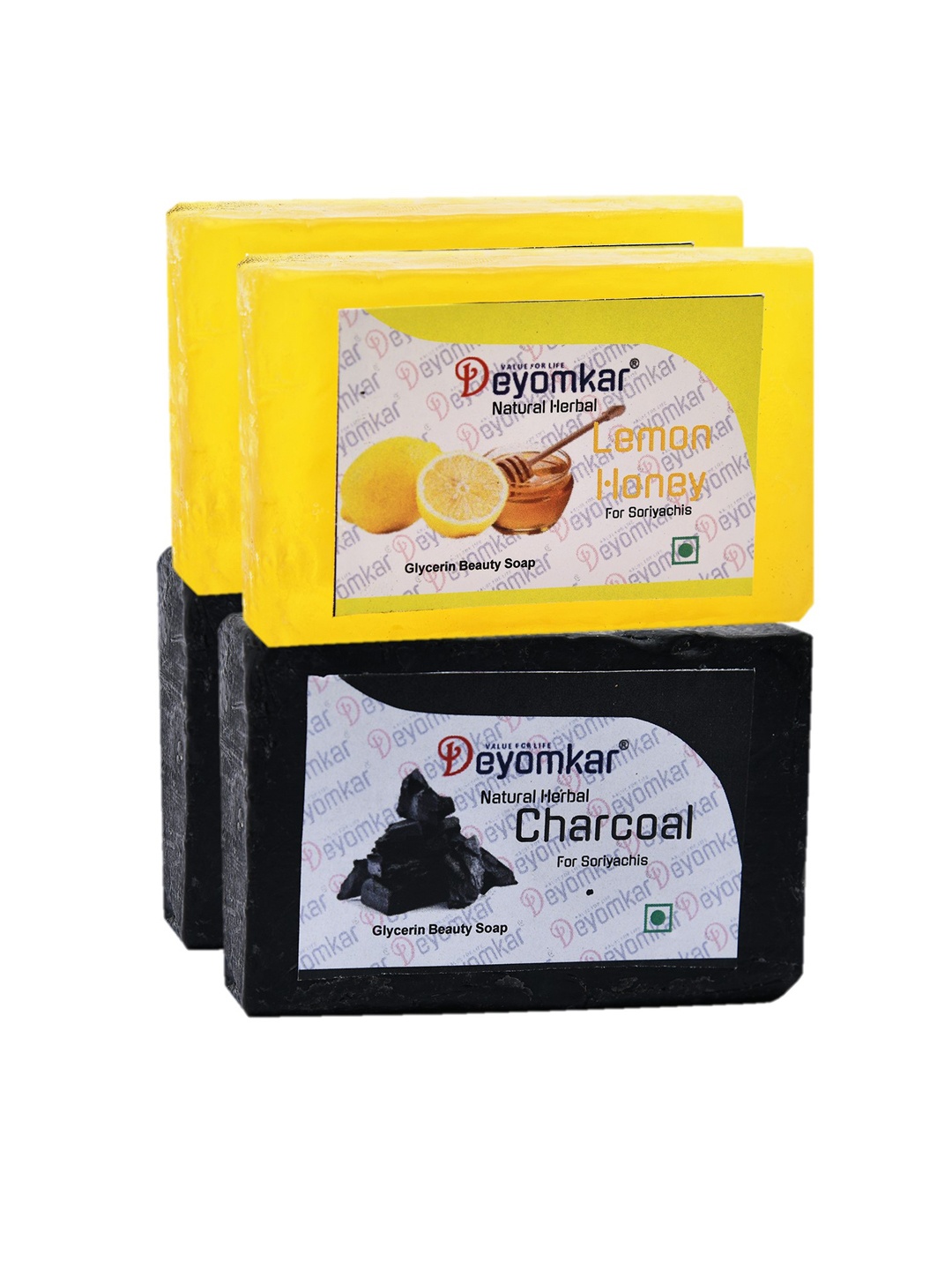 

Deyomkar Pack Of 4 Herbal Charcol & Lemon Honey Glycerin Soap 480 gm, Black
