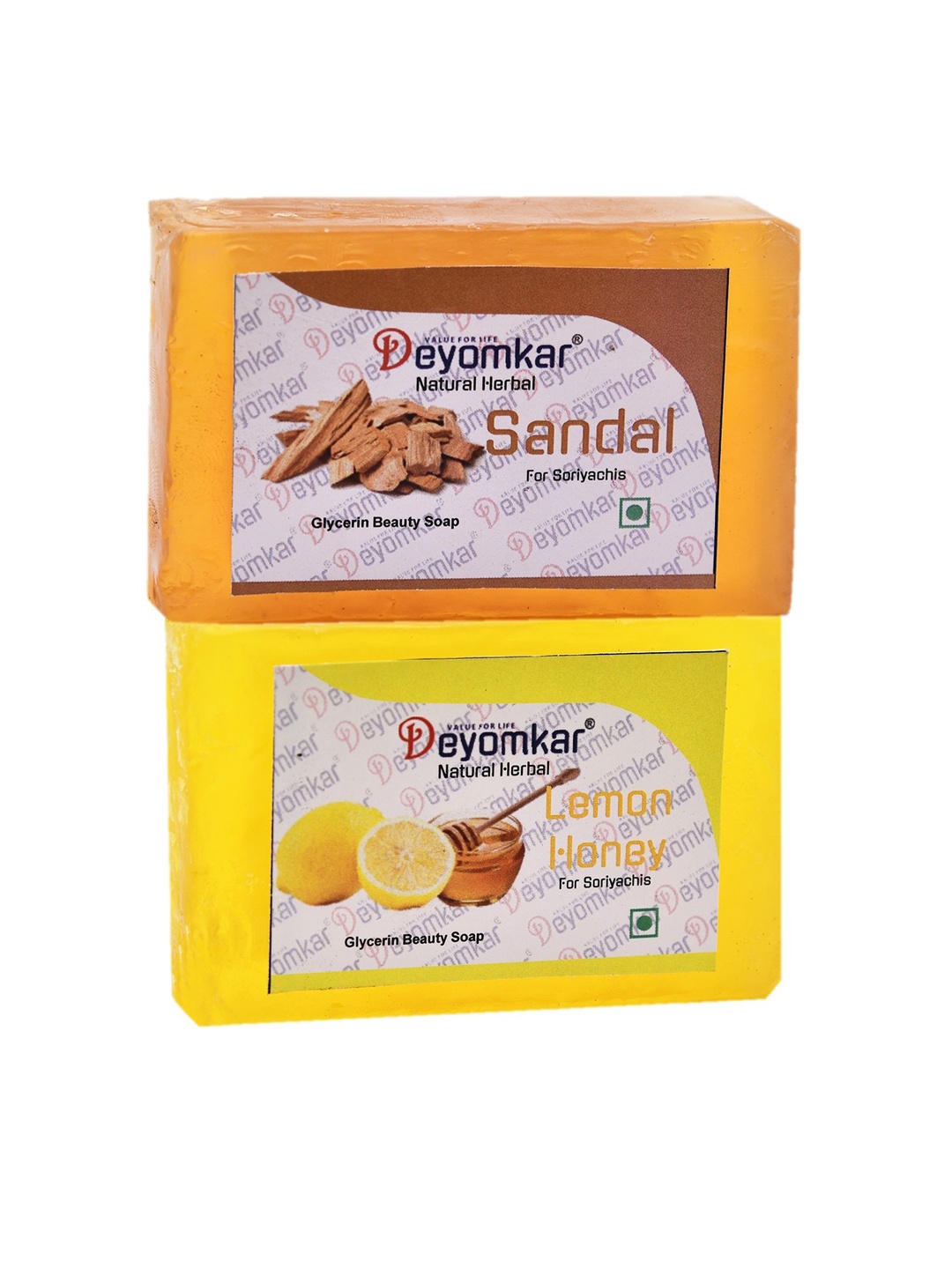 

Deyomkar Set of 2 Herbal Glycerin Sandalwood & Lemon Honey Soaps, Orange
