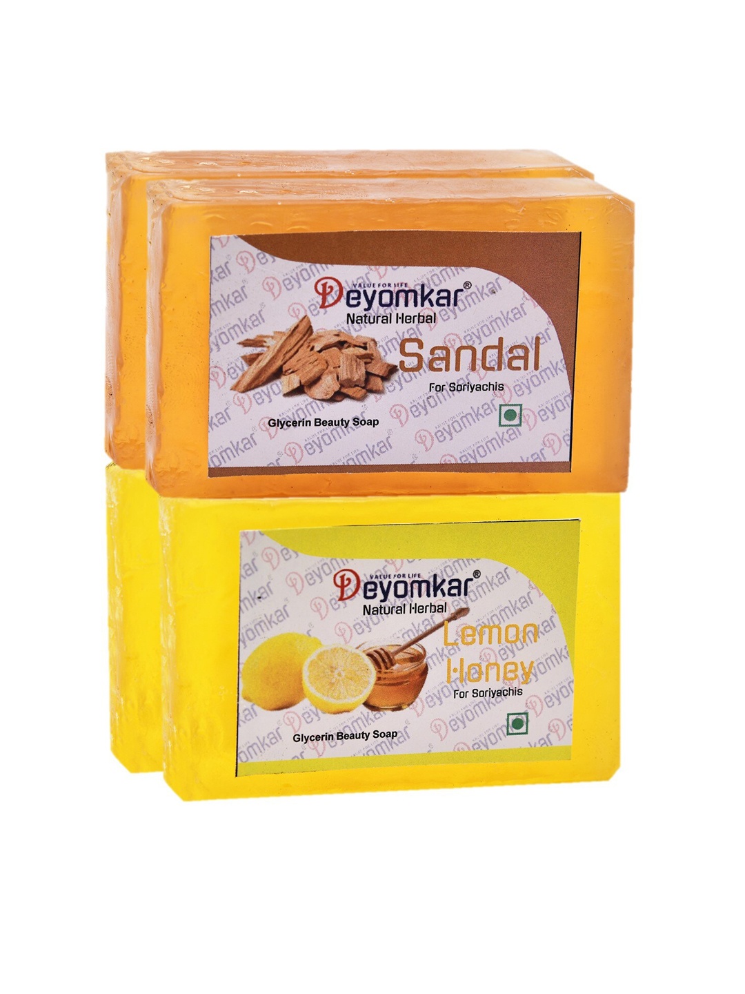 

Deyomkar Set of 4 Herbal Glycerin Sandalwood & Lemon Honey Soaps, Orange