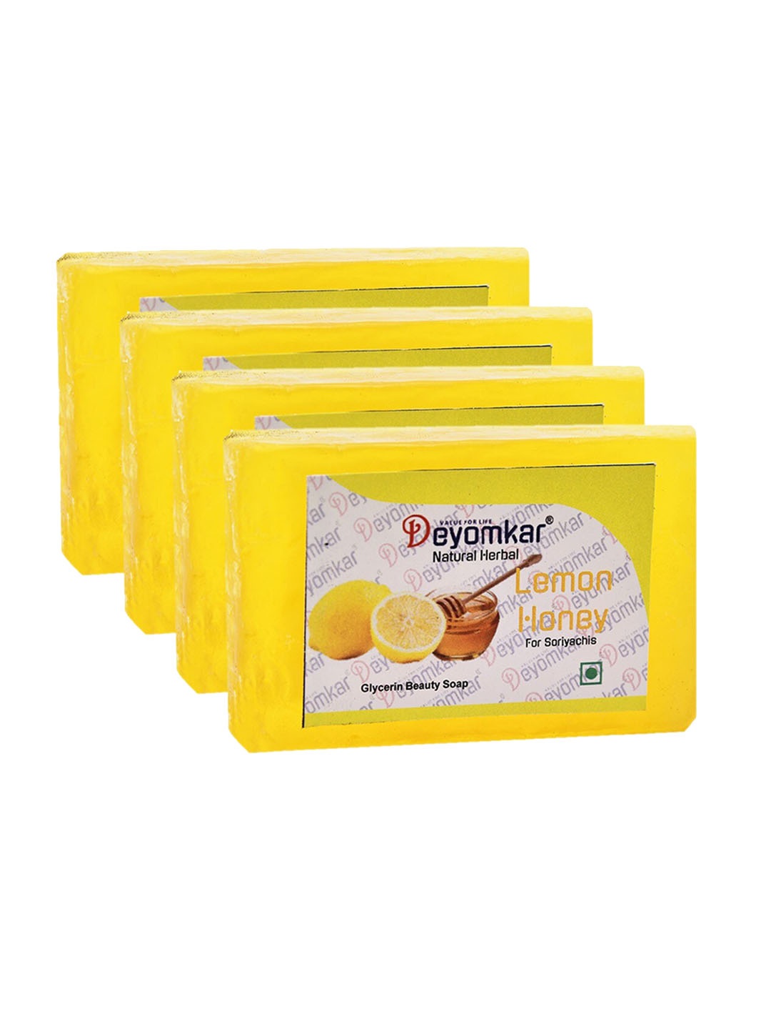 

Deyomkar Set of 4 Natural Herbal Glycerin Soap Lemon Honey, Yellow