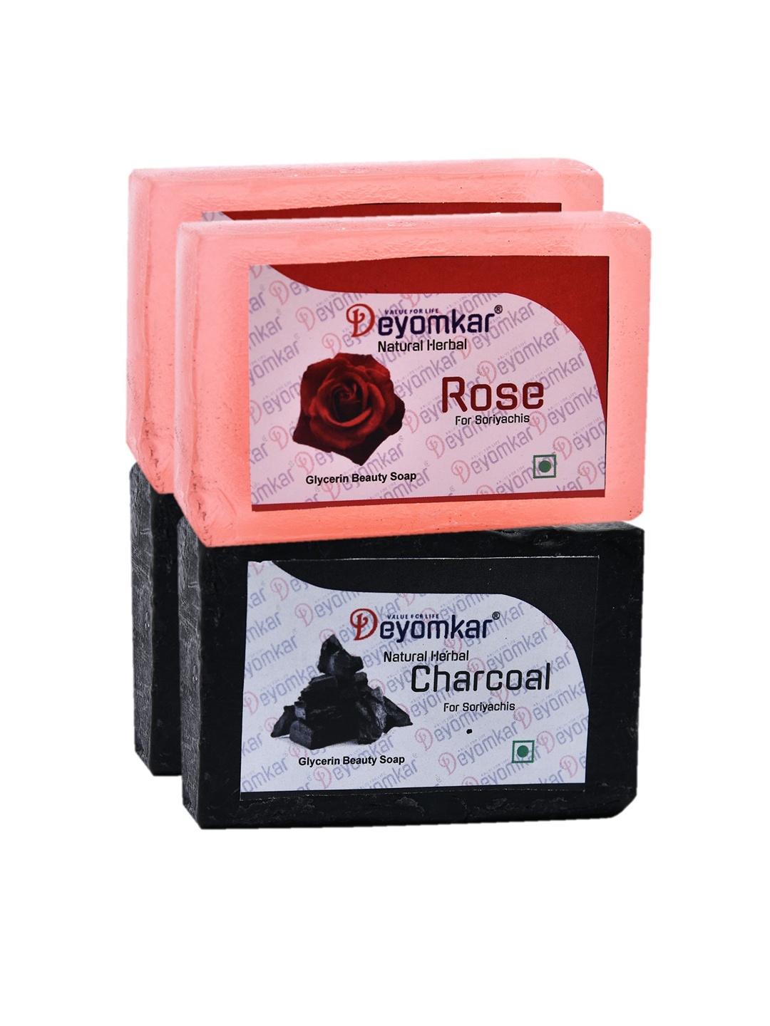 

Deyomkar Set Of 4 Herbal Glycerin Charcoal & Rose Soaps, Black