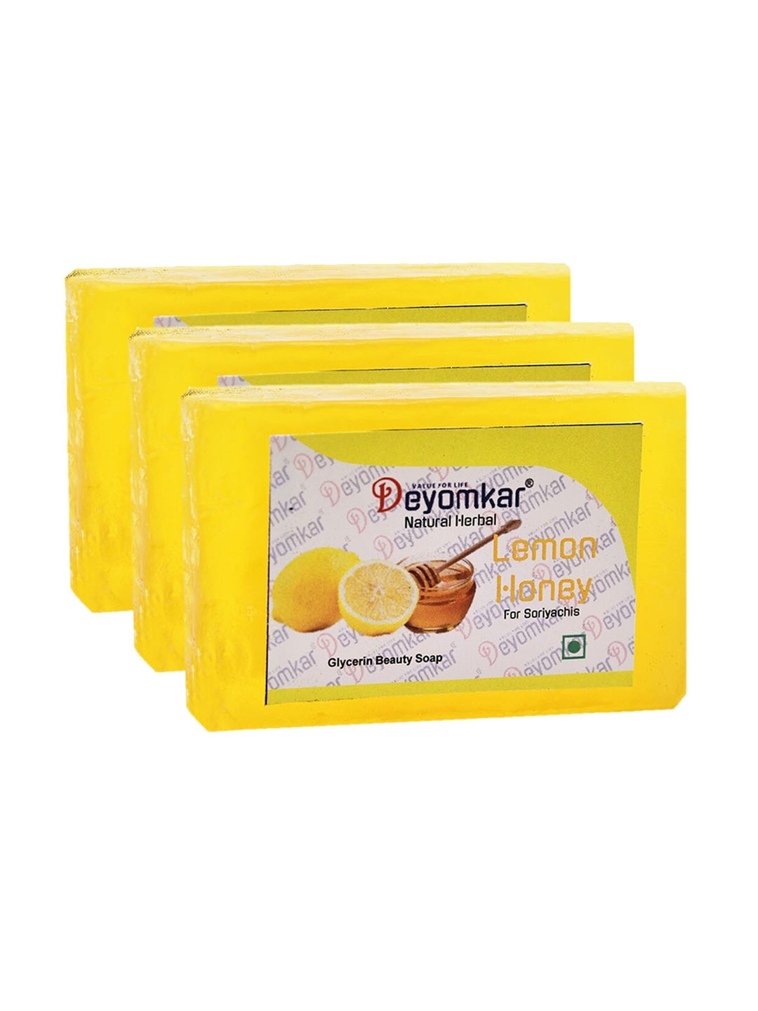 

Deyomkar Set of 3 Natural Herbal Lemon Honey Glycerin Soap, Yellow