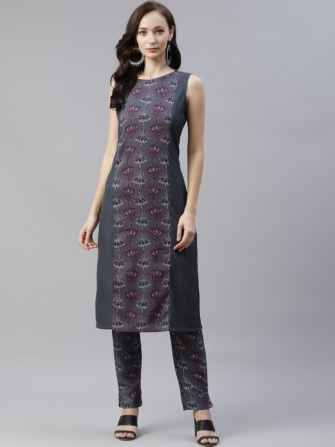

ZIYAA Women Grey Floral Printed Kurta
