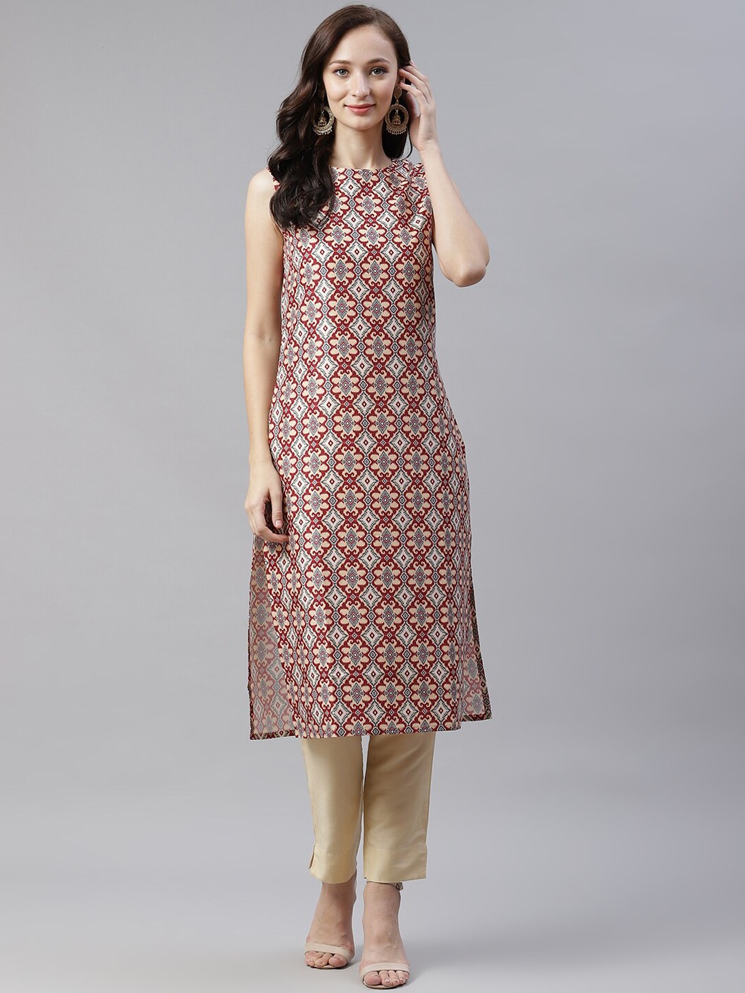 

ZIYAA Women Multicoloured Geometric Printed Kurta, Multi