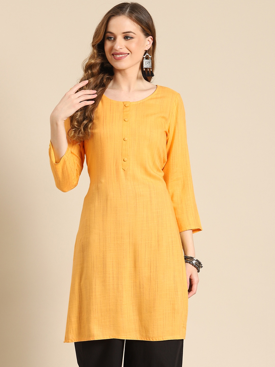 

Prakrti Yellow Printed Kurti