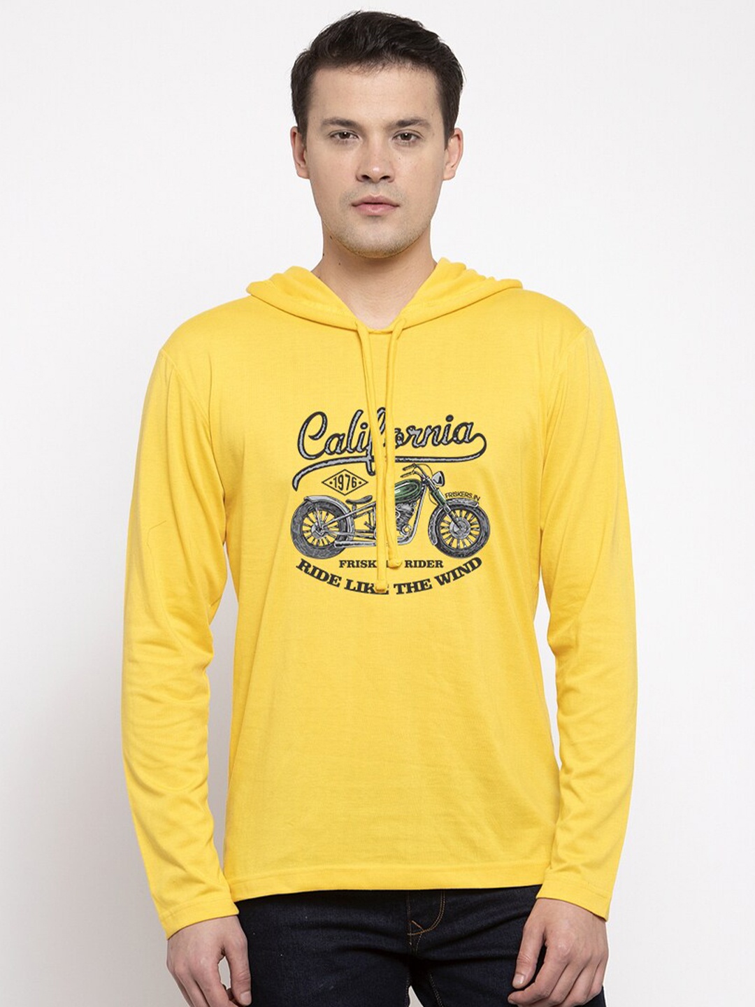 

Friskers Men Yellow Typography Printed Applique T-shirt