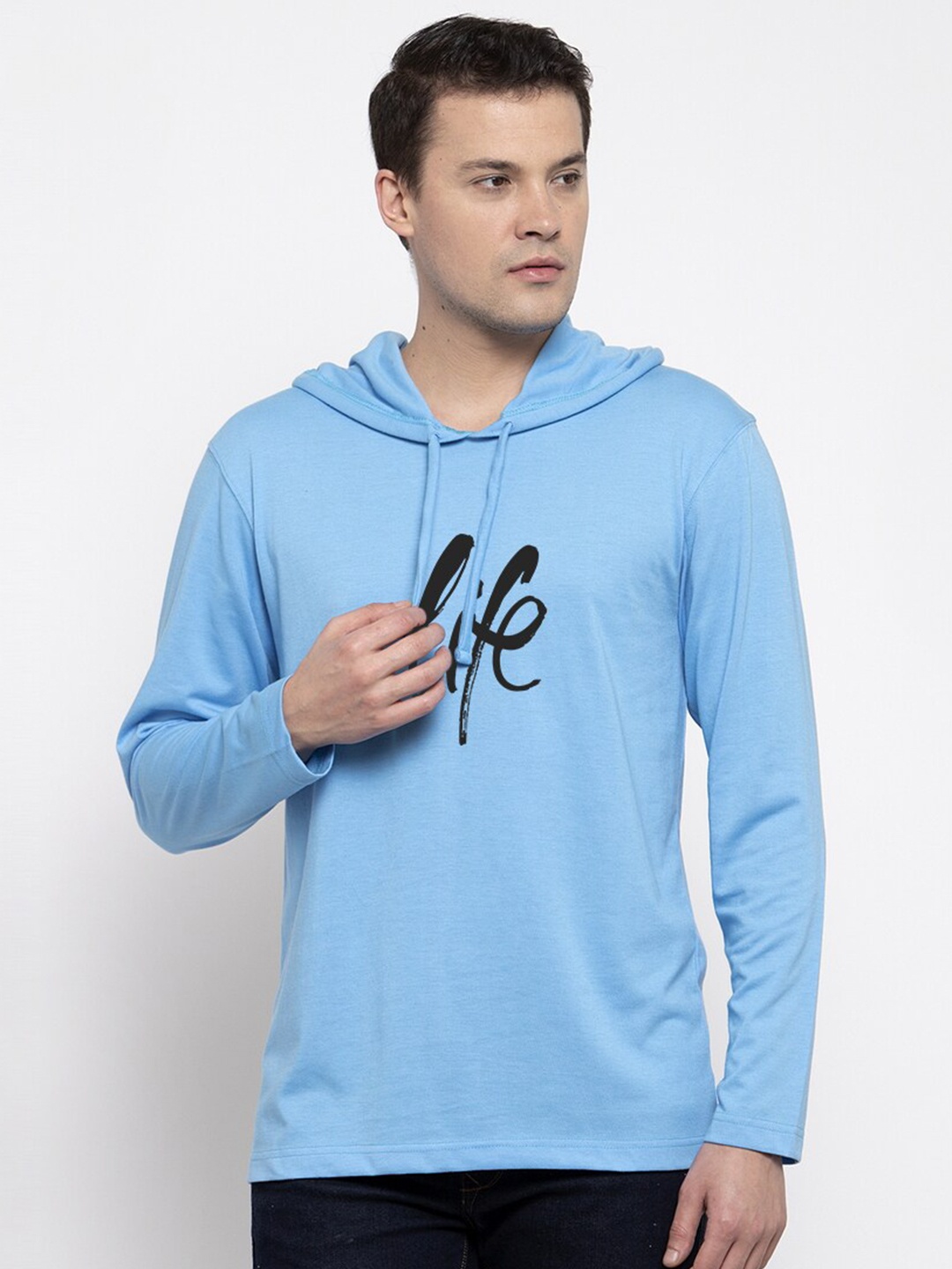 

Friskers Men Blue Typography Printed T-shirt