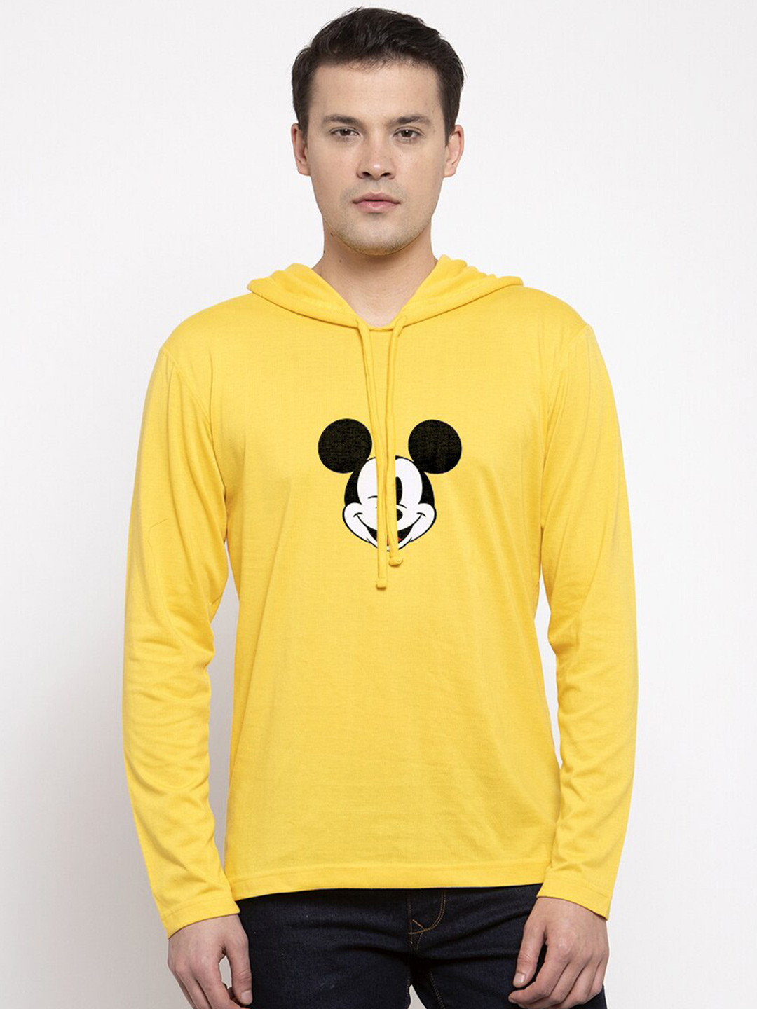 

Friskers Men Yellow Mickey Mouse Printed T-shirt