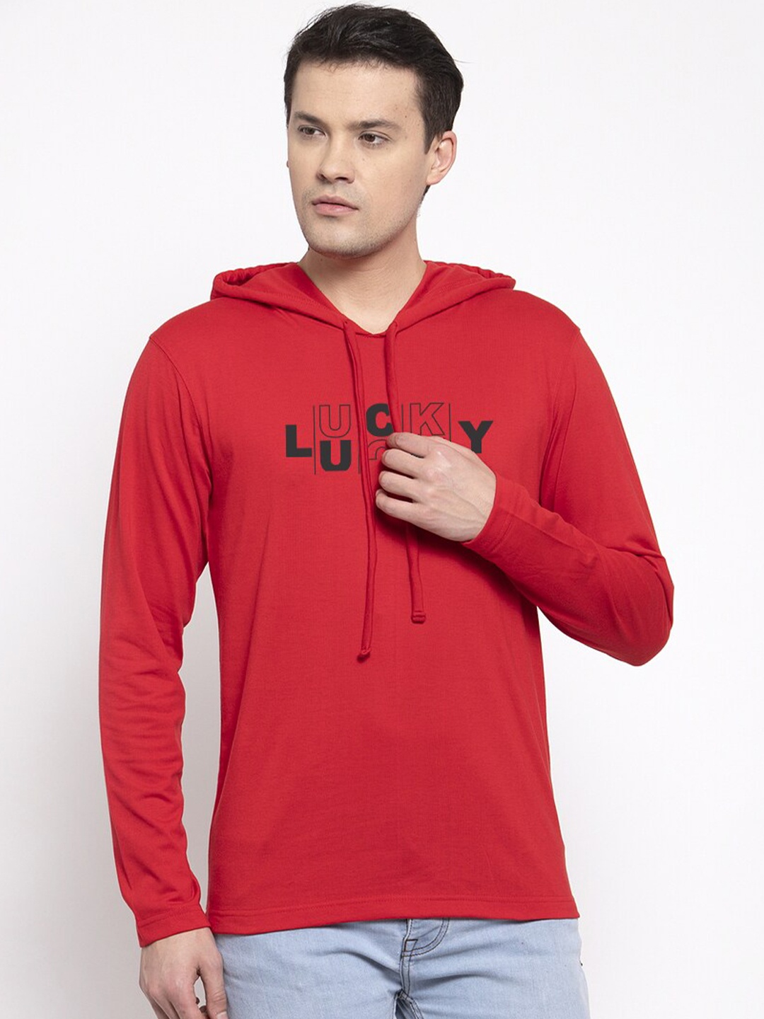 

Friskers Men Red Typography Printed Cotton T-shirt