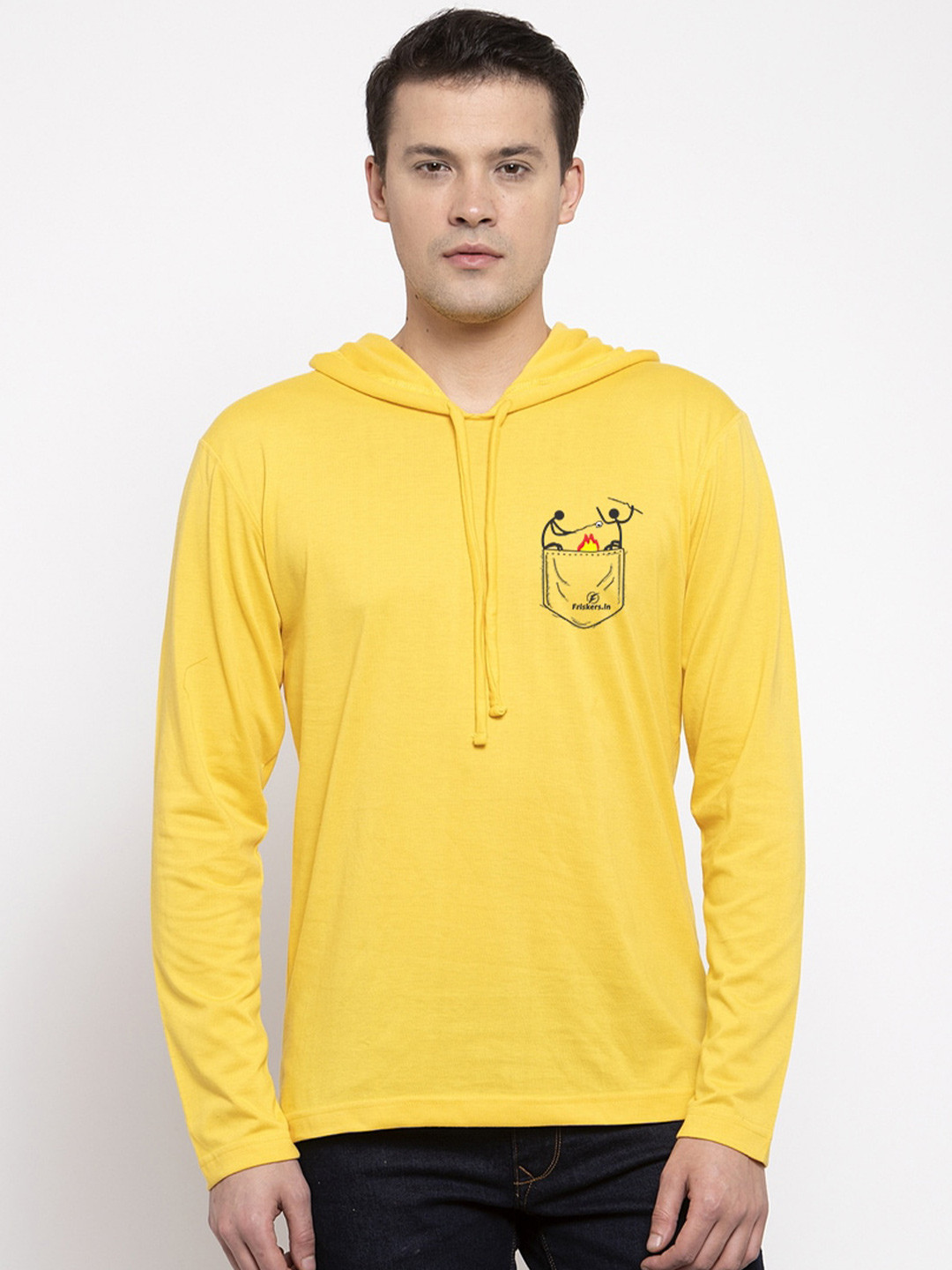 

Friskers Men Yellow Printed T-shirt