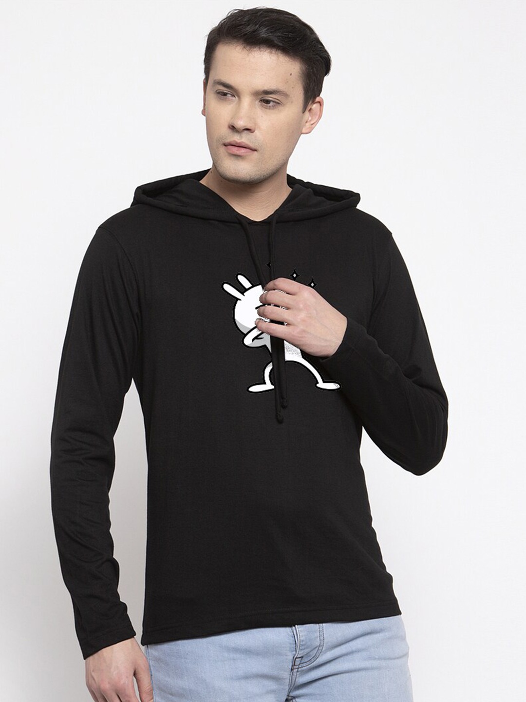 

Friskers Men Black Printed Cotton T-shirt