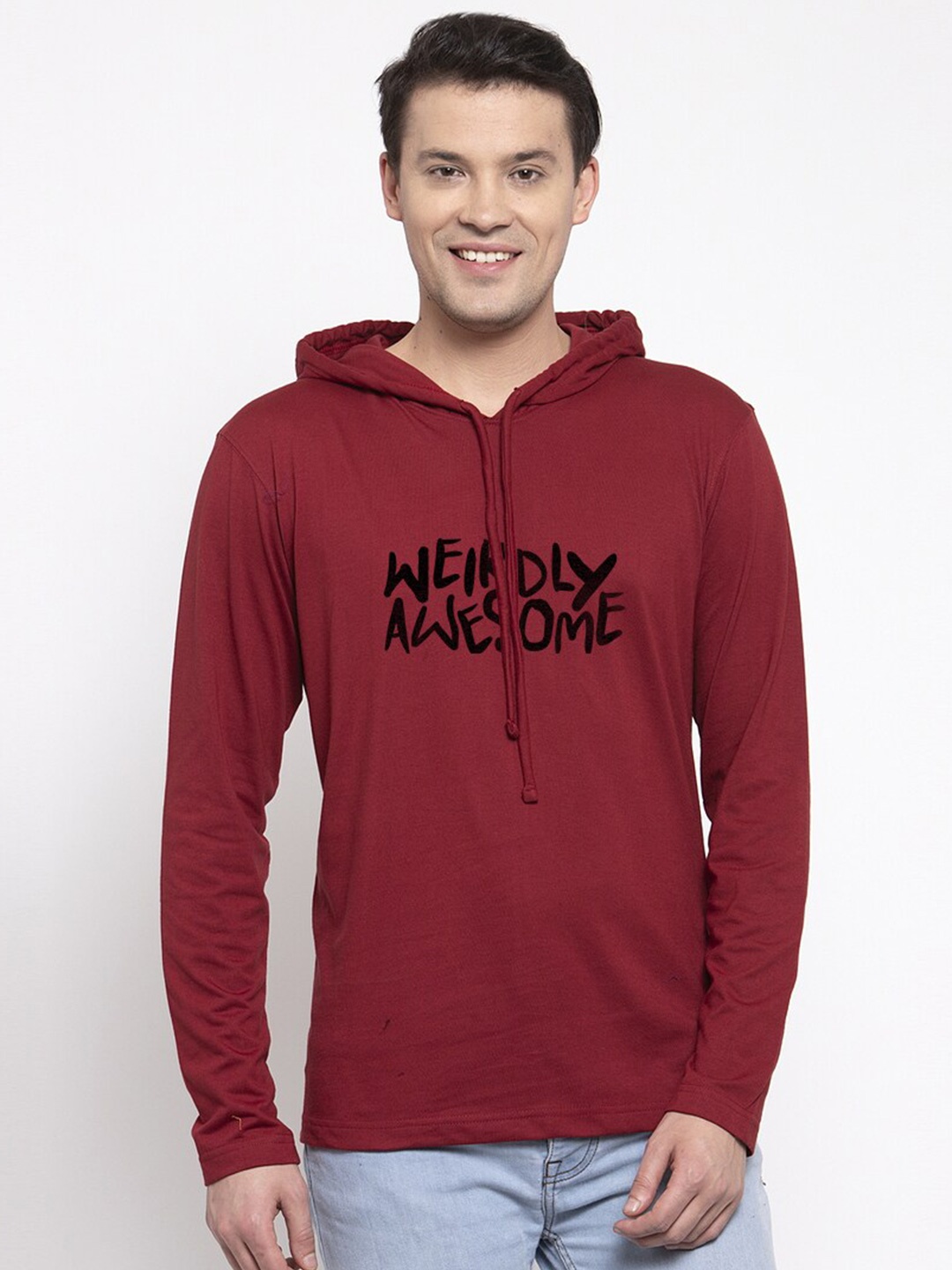 

Friskers Men Maroon Typography Printed T-shirt