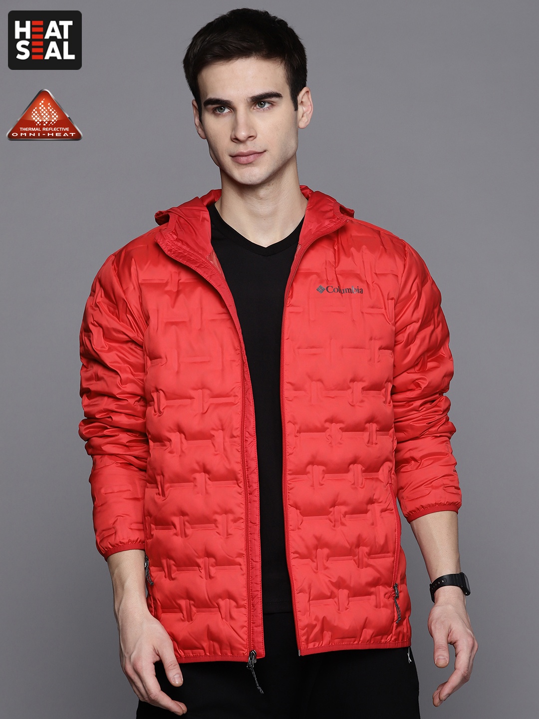 

Columbia Men Red Delta Ridge Down Insulator Quilted Hiking Jacket